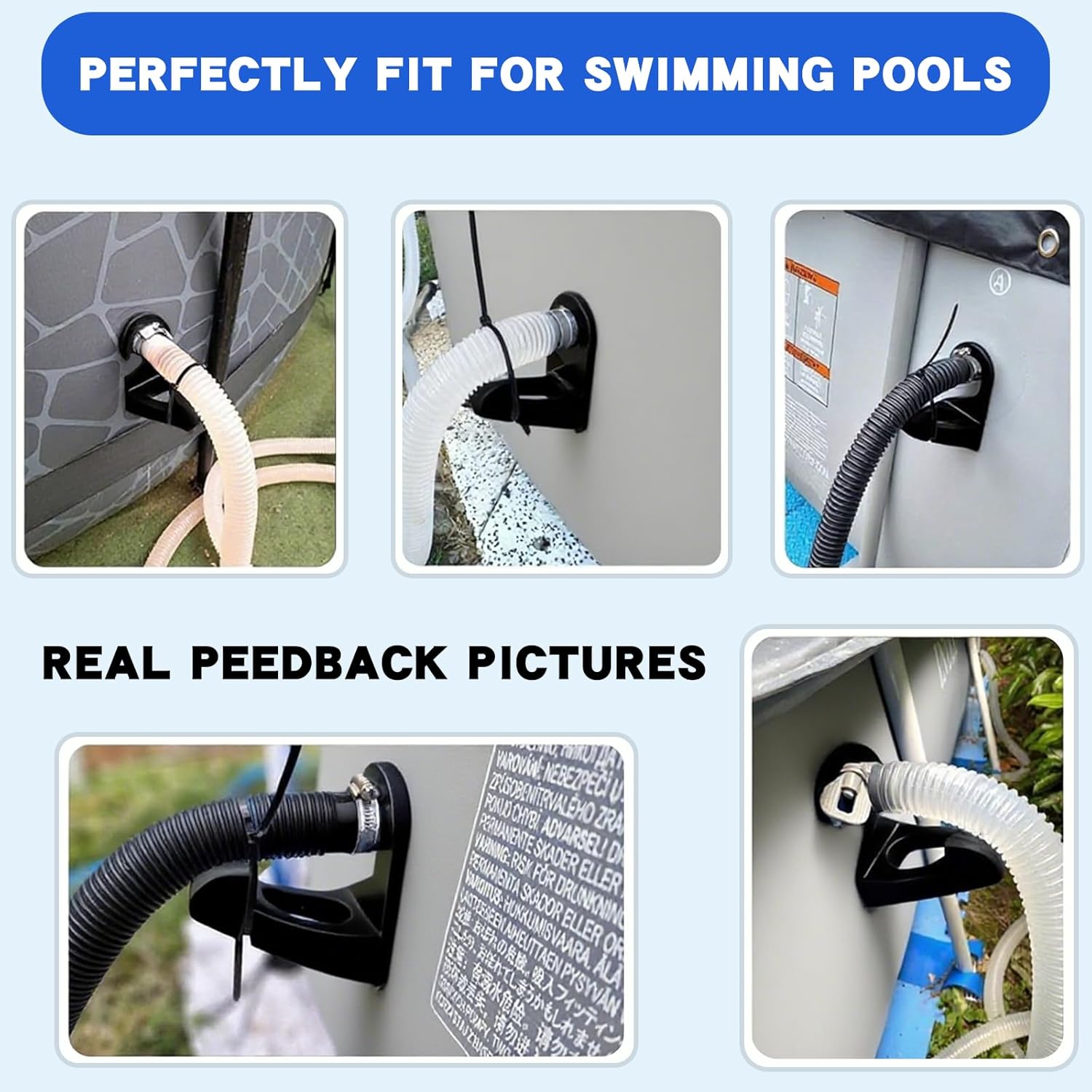 Detalle 2 de 2er Set Pool-Schlauchhalterung 26–38 mm, Schwarz – kompatibel mit Intex/Bestway