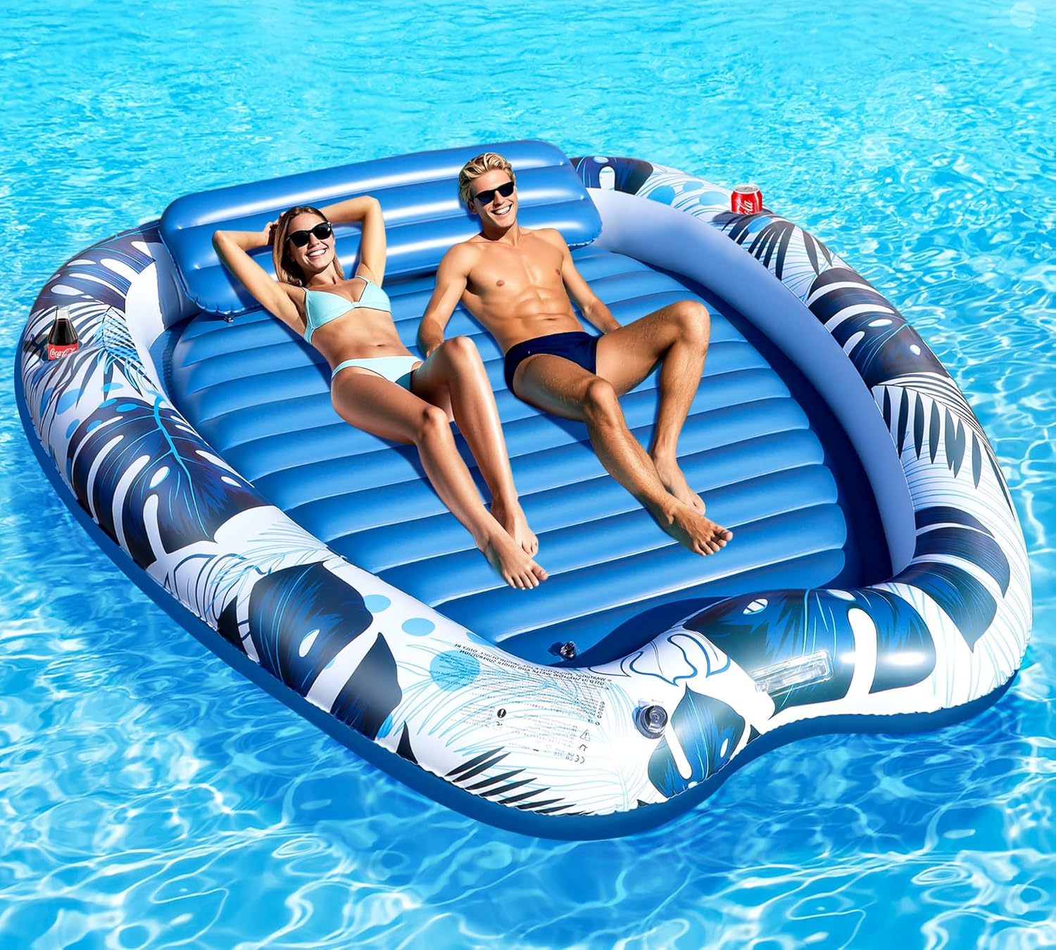 LanOcean Luftmatratze Pool Erwachsene 230 × 170 cm – XXL-Liege mit Getränkehaltern
