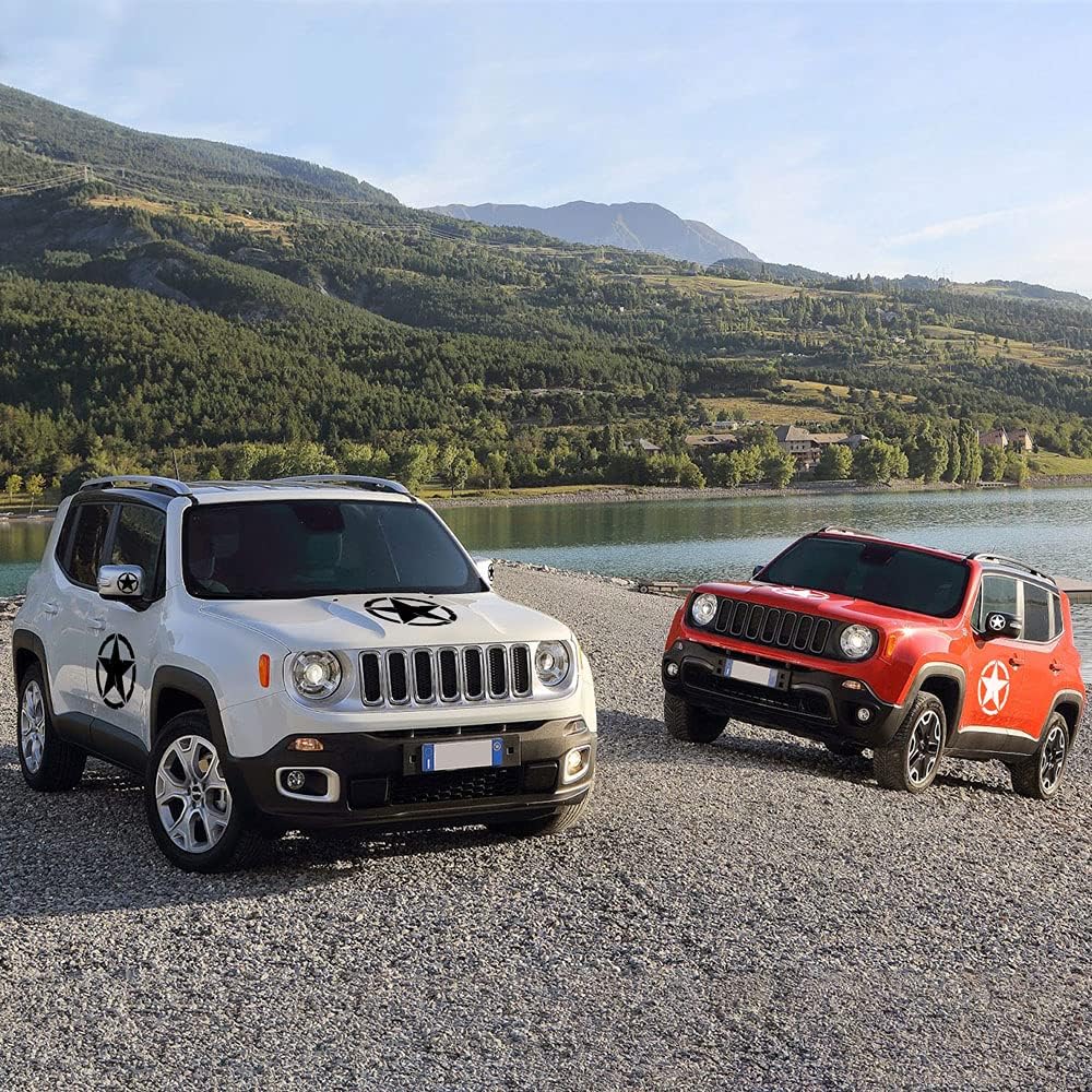 Detalle de 4R Quattroerre.it 17112 Adesivi Stella Army Militare per Jeep Renegade – Diametro 33 cm, Bianco (2 pezzi)