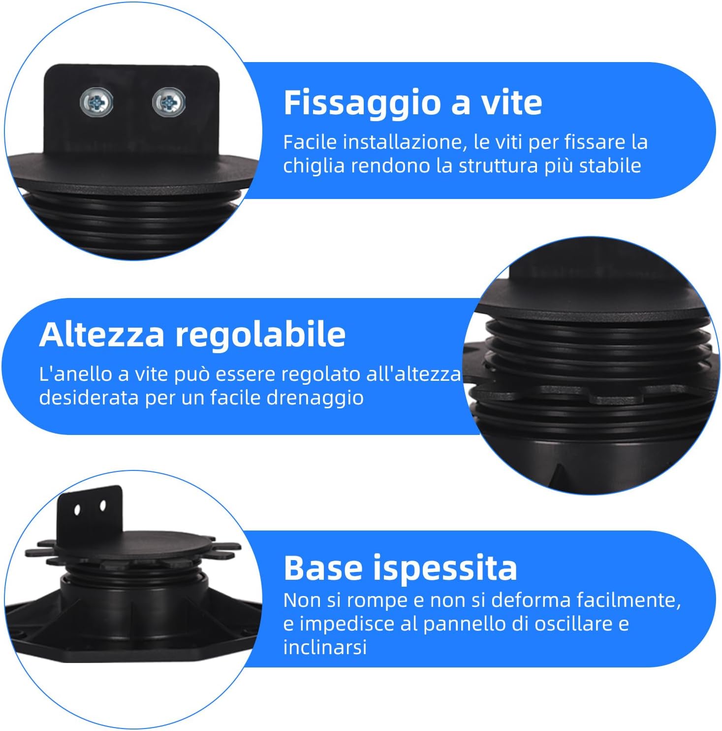 Thumbnail 3 de Set 24 Supporti Regolabili Pavimento per Sottostrutture in WPC, Legno e Alluminio – Altezza 30–60 mm