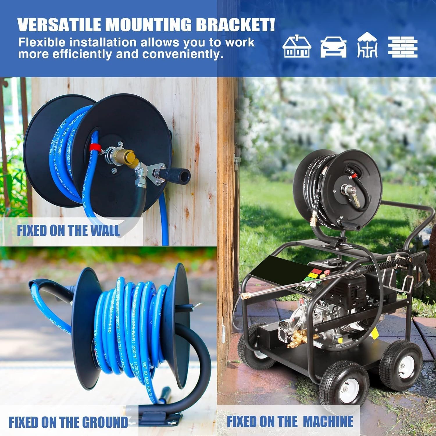 Thumbnail 4 de MEKOH Pressure Washer Hose Reel 4000 PSI