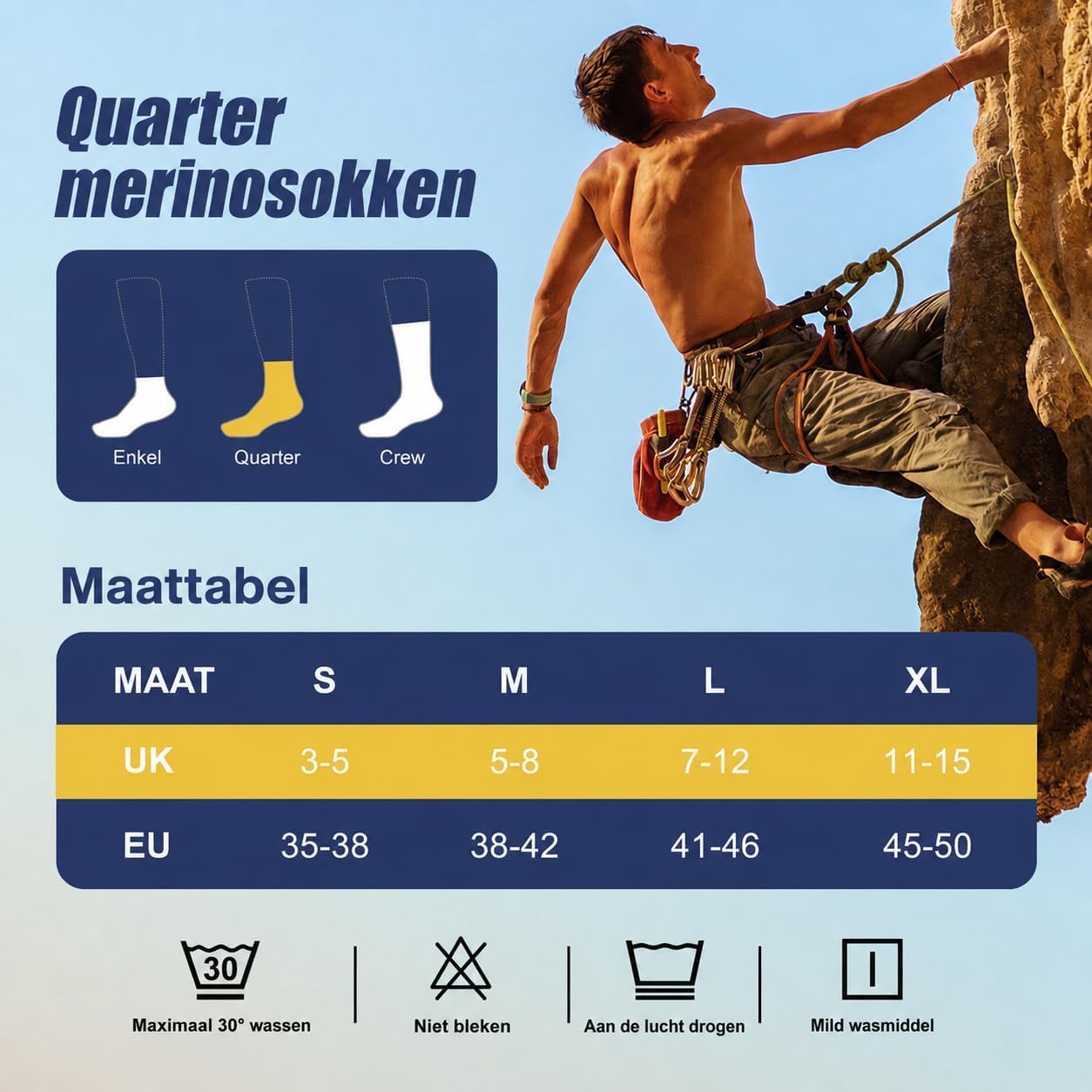 Thumbnail 6 de Niofind Merino Quarter-wandelsokken, 6 paar met badstofzool en mesh