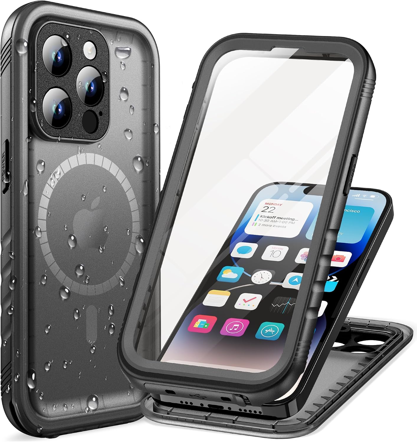 Detalle de Cozycase Cover TOP Antiurto IP68 per iPhone 14 Pro — Custodia rugged, impermeabile e magnetica