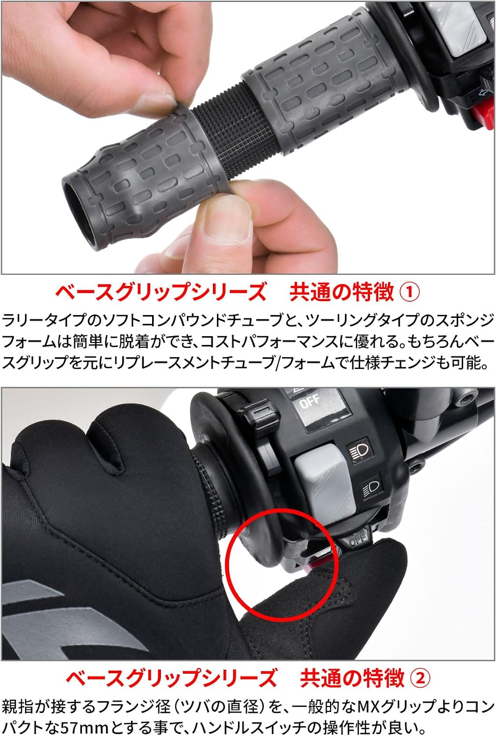 Detalle de ジータレーシング F5230 ベースグリップ スリム・オープンエンド・フルダイヤパターン