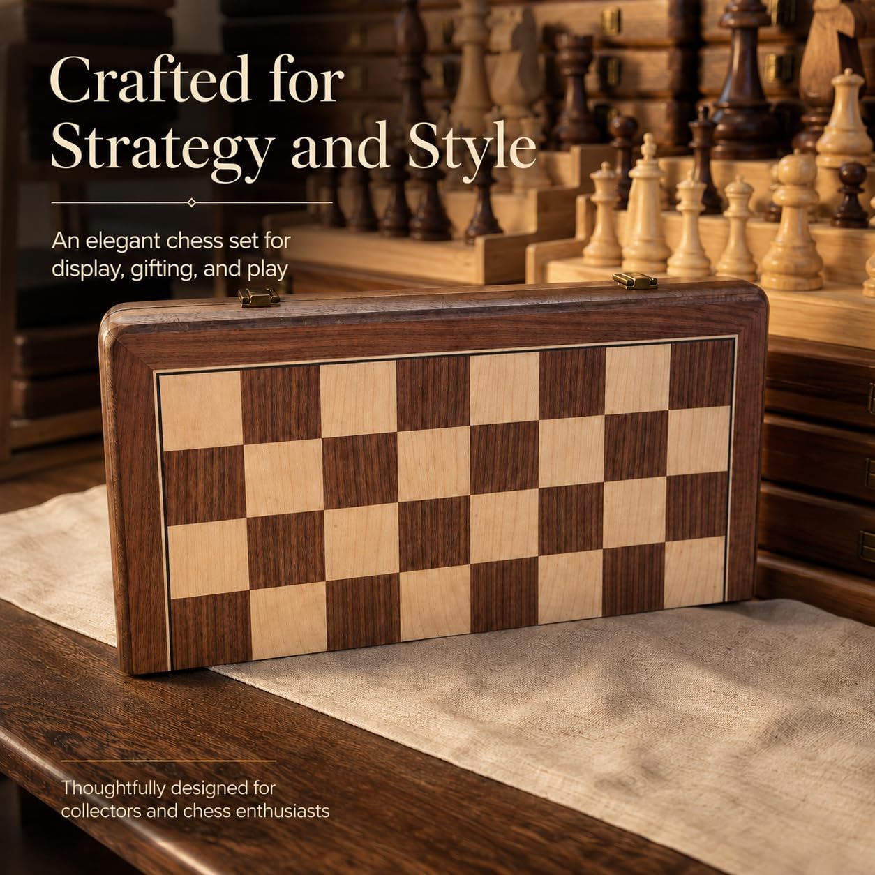 Thumbnail 6 de 15in Wooden Folding Chess Set Vintage
