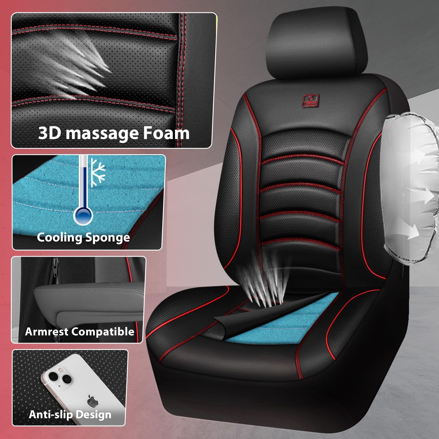 Thumbnail 6 de CAR PASS 3D Foam PU Leather Seat Covers — Universal