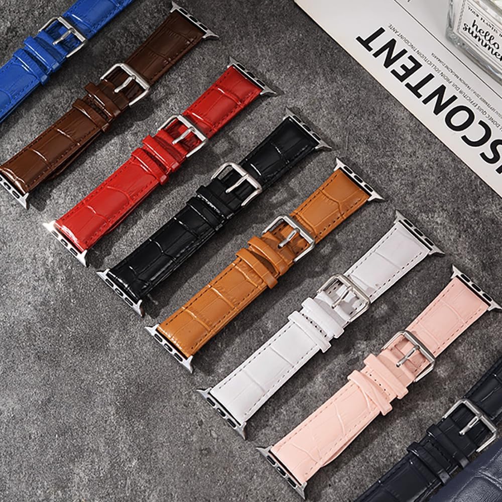 Thumbnail 6 de SZYXMY Alligator-Embossed Leather Apple Watch Strap (49mm–38mm) for Series 1–11 – Unisex