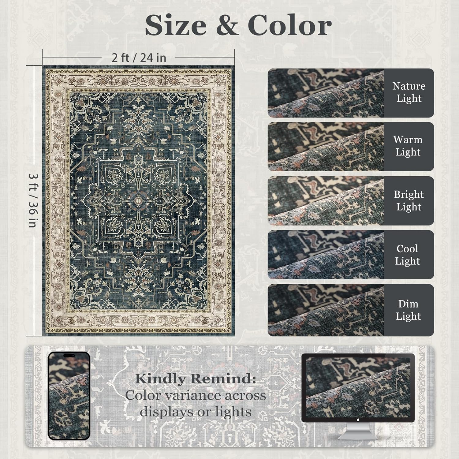 Thumbnail 1 de Jainmy Vintage Distressed 2x3 Kitchen Rug