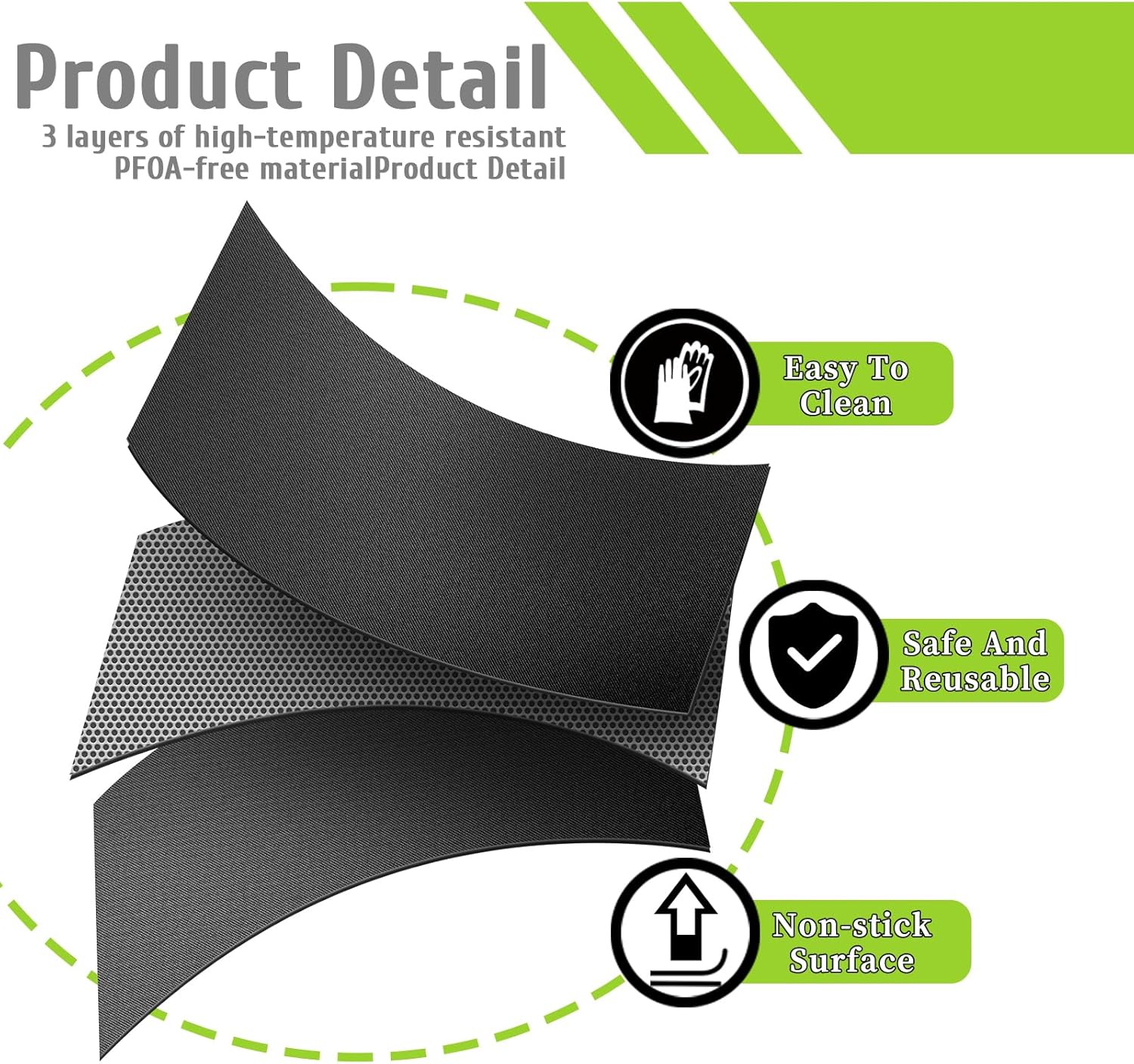 Thumbnail 3 de KitchenRaku 5 Pack BBQ Grill Mat (33x40cm) – reusable, non-stick oven liners for fan assisted ovens