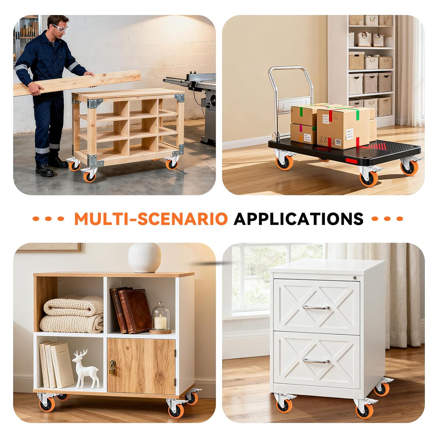 Thumbnail 6 de W B D WEIBIDA 100mm Ruote per Mobili Pesanti – Set di 4 con Freno e Capacità 540 kg