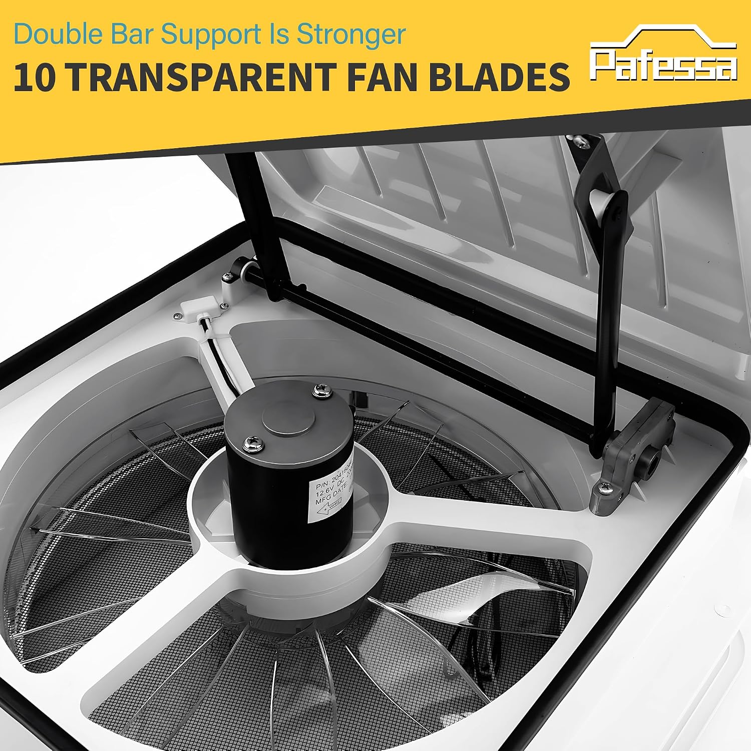 Thumbnail 2 de Pafessa 14” RV Roof Vent Fan 4 Speed Reversible — 12V Bathroom Ventilation Fan, Deluxe RV Roof Vent with Touch On-Off and Speed Controls