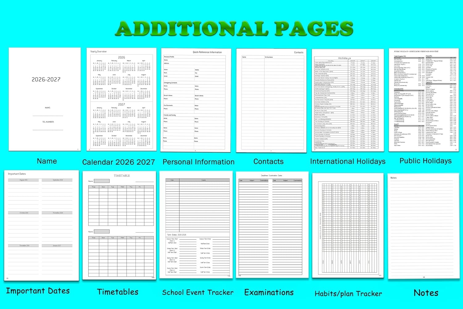 Detalle de Academic Diary 2026-2027 Week to View A5: Weekly & Monthly Planner for School, Work & Family