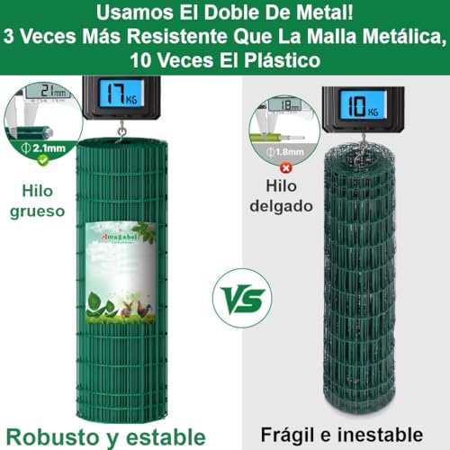 Detalle de Amagabeli Malla de Alambre PVC 1x25m para Jardín
