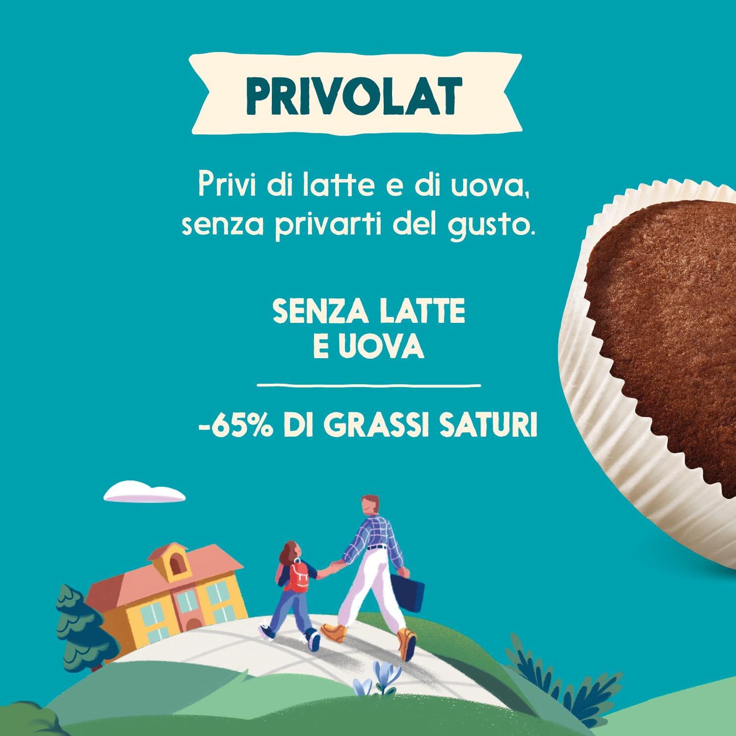 Detalle 2 de Misura Tortine al Cioccolato Privolat – Senza Latte e Uova, confezione da 240 g