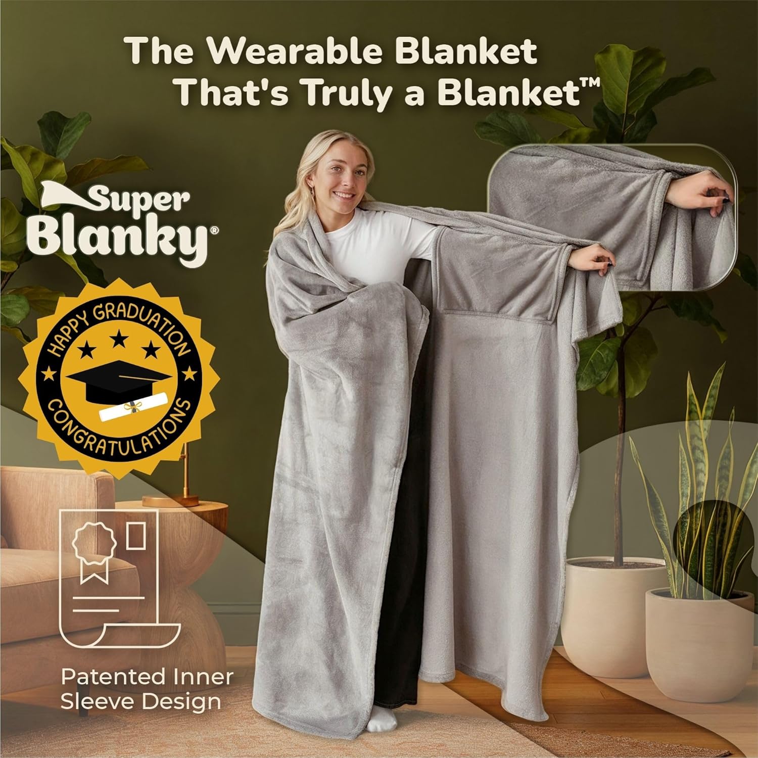 Thumbnail 1 de Super Blanky Wearable Blanket 70" x 60" 🧣