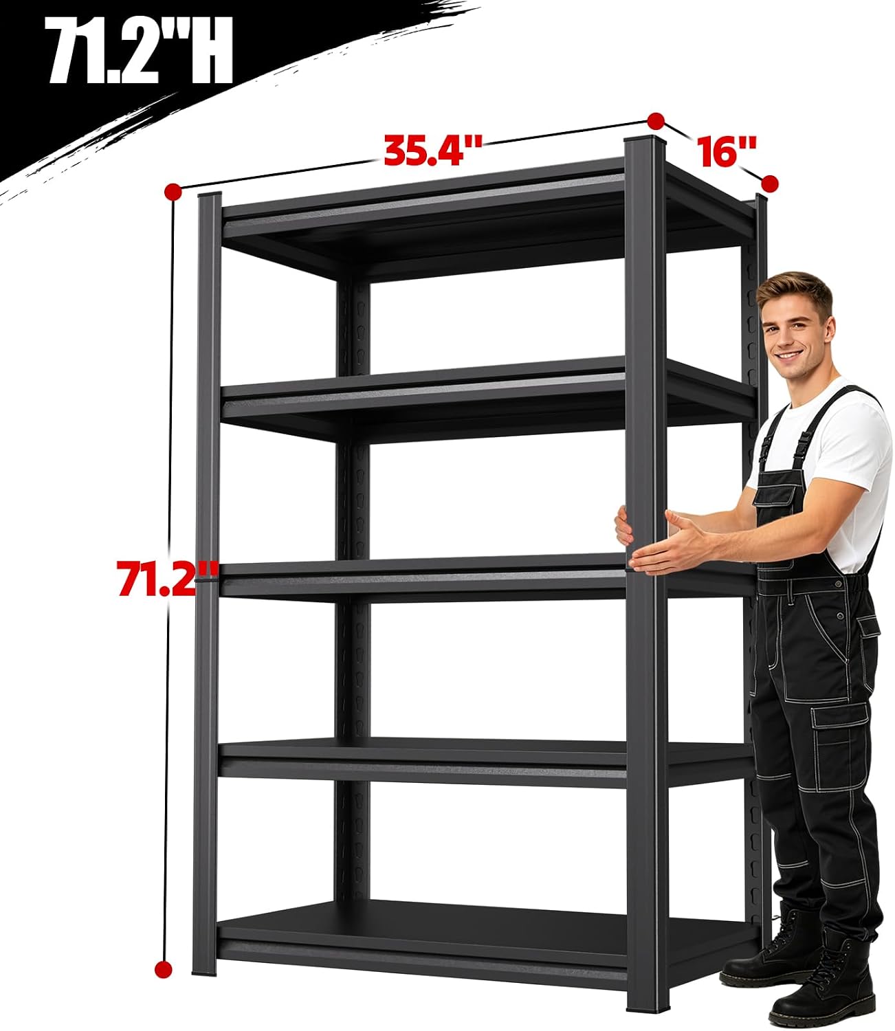 Detalle de Metal Storage Shelving, 71.2-Inch