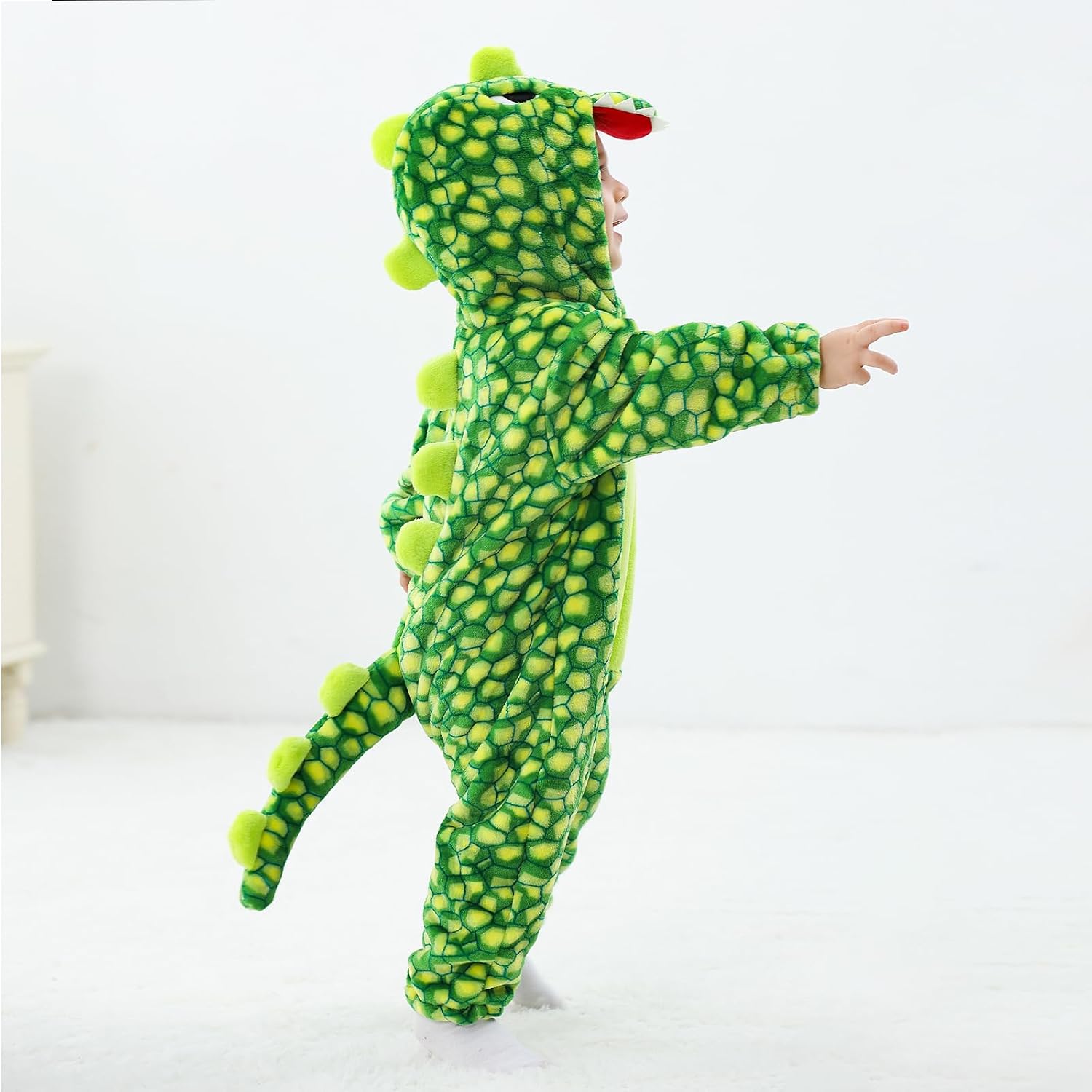Detalle 2 de LOLANTA Dinosaur Hooded Romper for Toddlers, Fleece One-Piece Costume