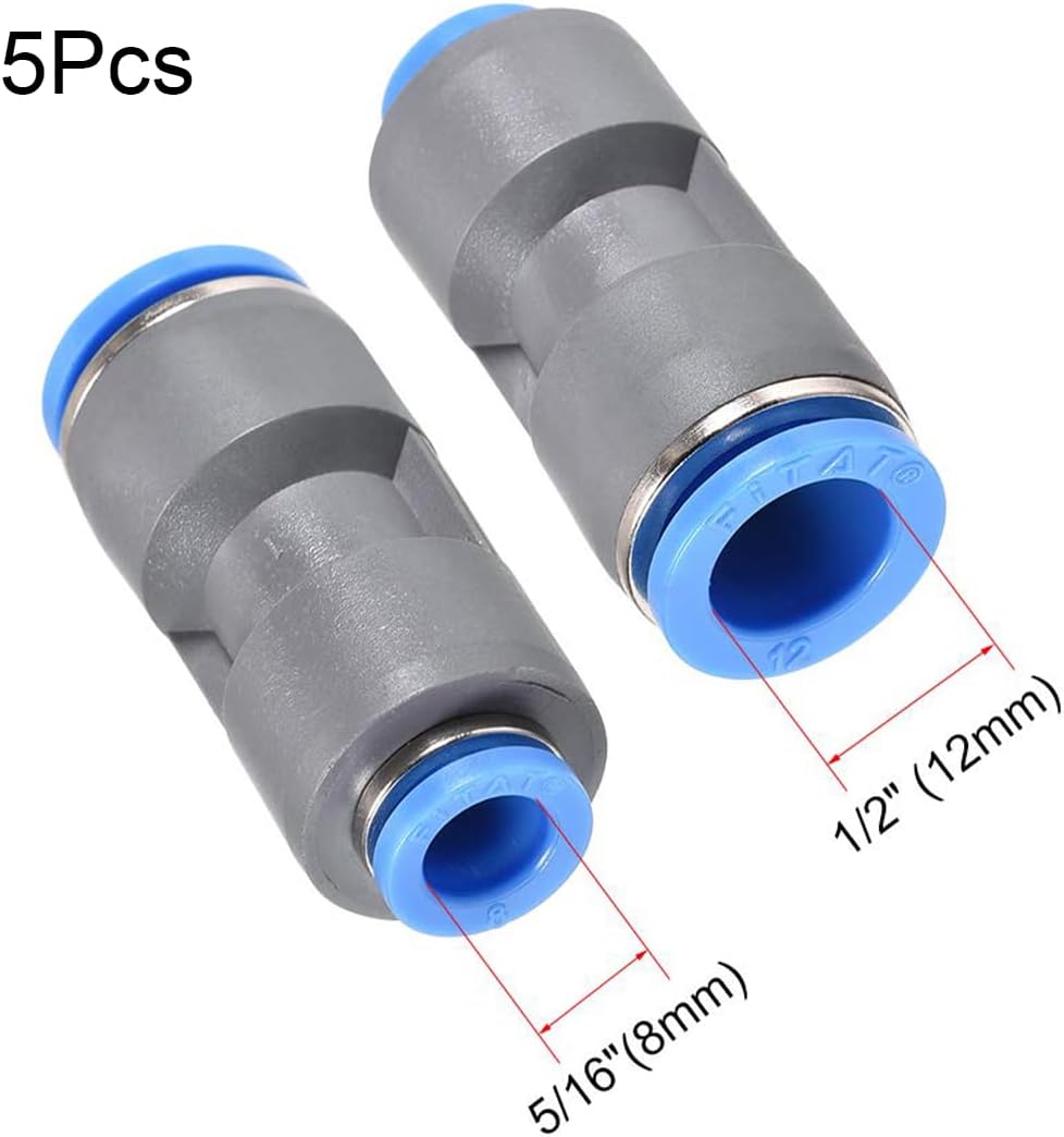 Detalle 2 de TA-VIGOR 12mm to 8mm Straight Union Push to Connect Fittings (5 Pack)
