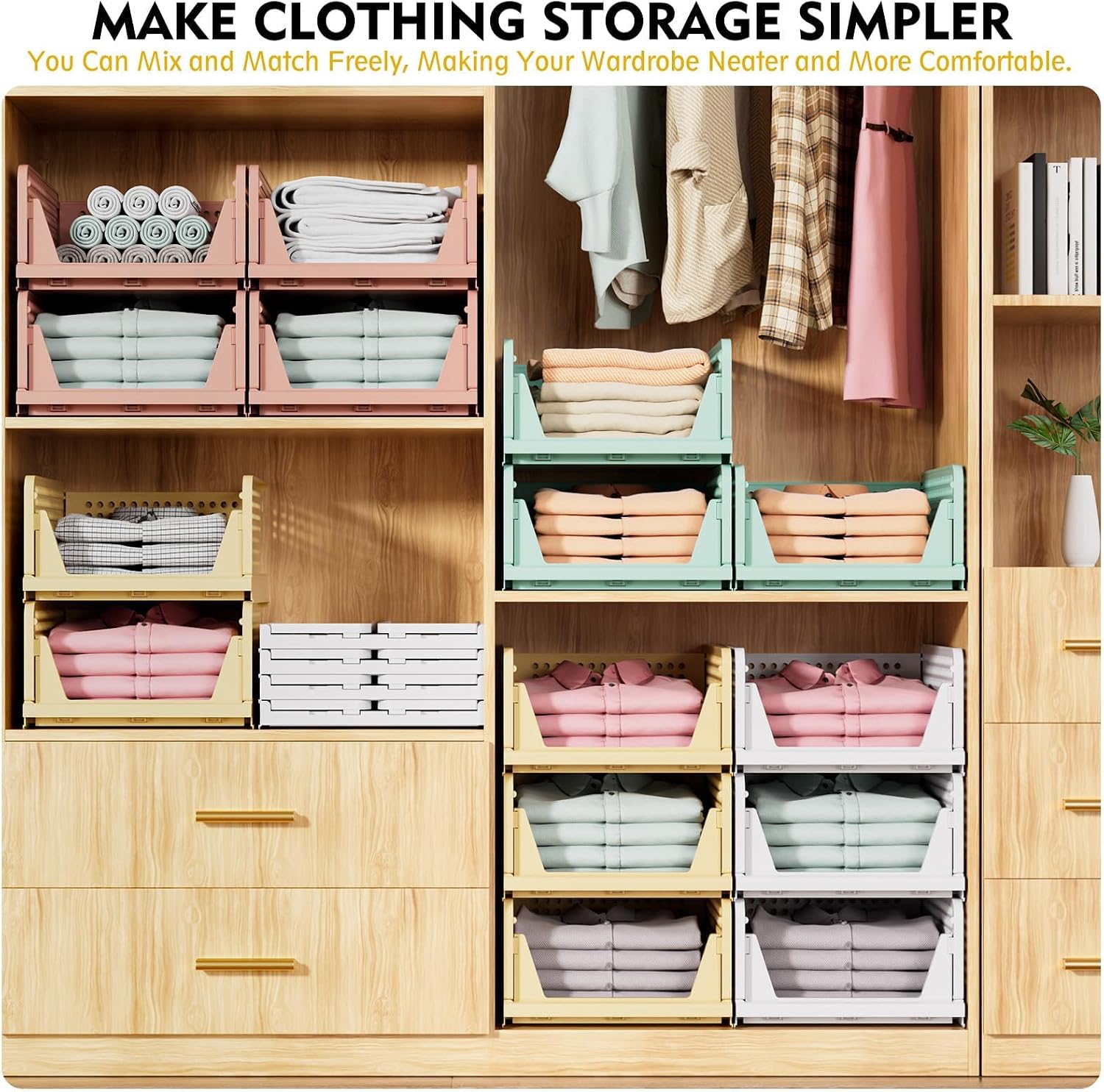 Detalle 2 de SNSLXH Stackable Closet Storage Basket 5-pack
