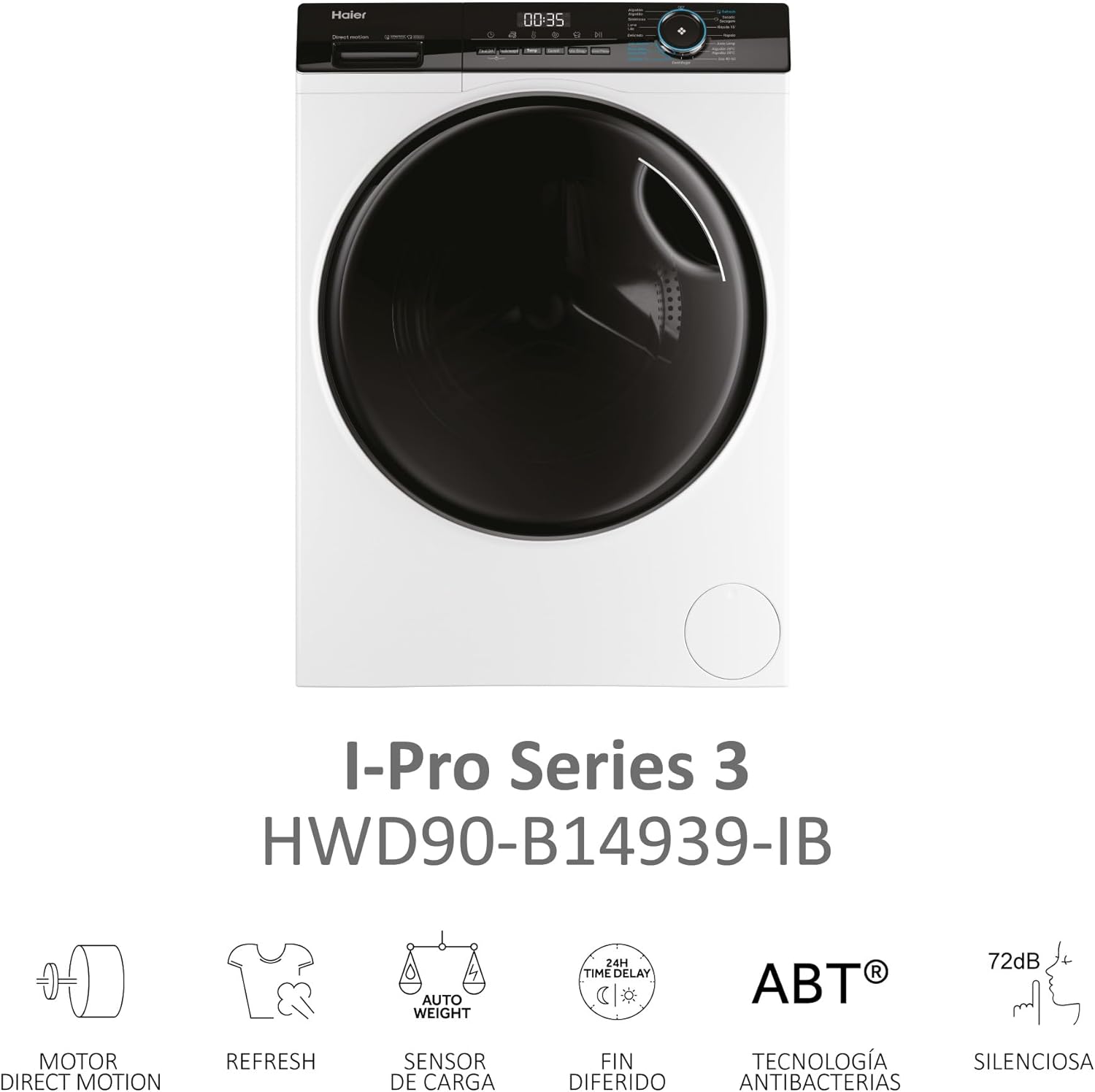 Thumbnail 1 de Haier I-Pro Series 3 HWD90-B14939-IB lavadora secadora 9+6 kg con 1400 rpm y vapor Refresh