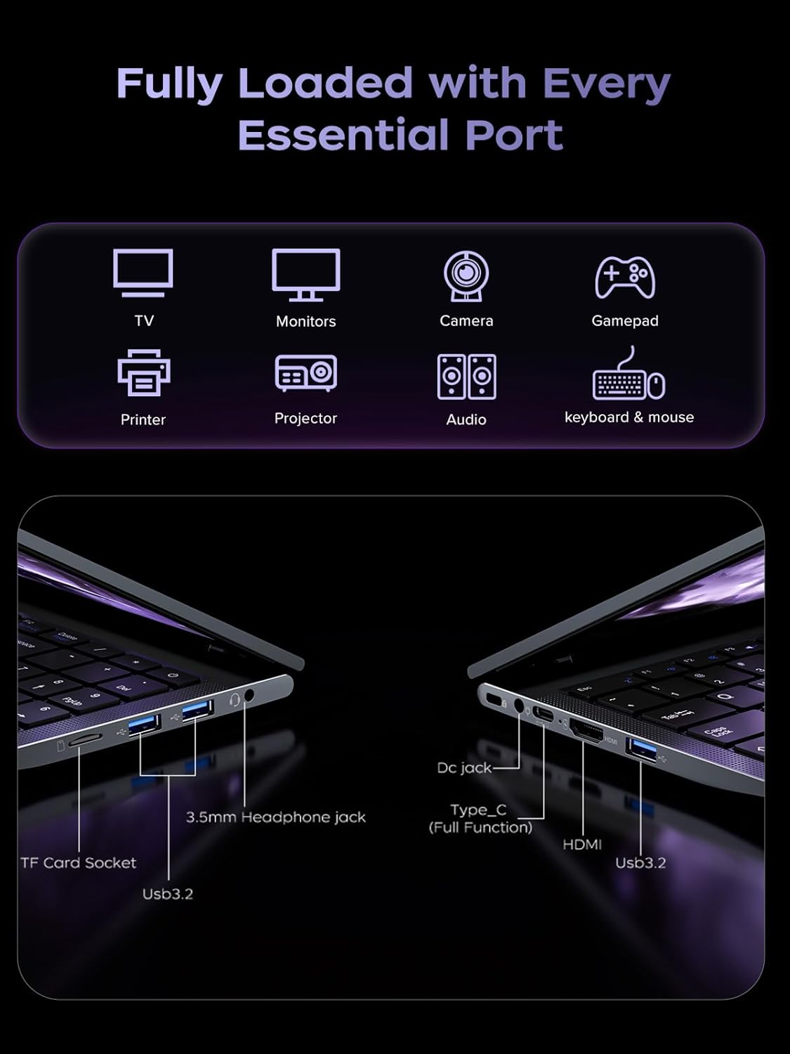 Detalle de KAIGERR LX15PRO Gaming Laptop with AMD Ryzen 7 5825U, 16GB RAM, 1TB NVMe SSD, 15.6" IPS, Windows 11