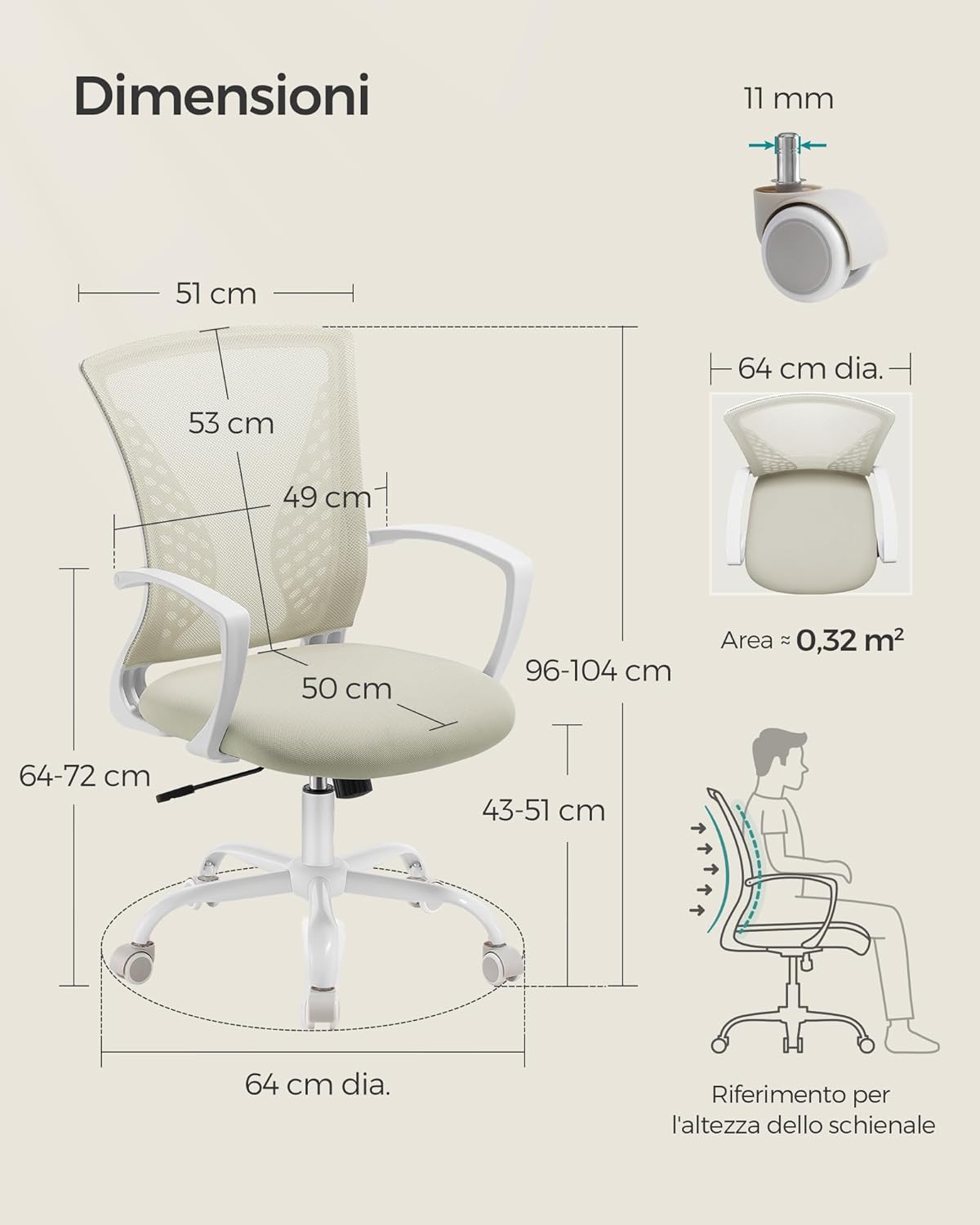 Thumbnail 2 de SONGMICS Office Chair OBN022LH01: Ergonomic Mesh, 120 kg Capacity