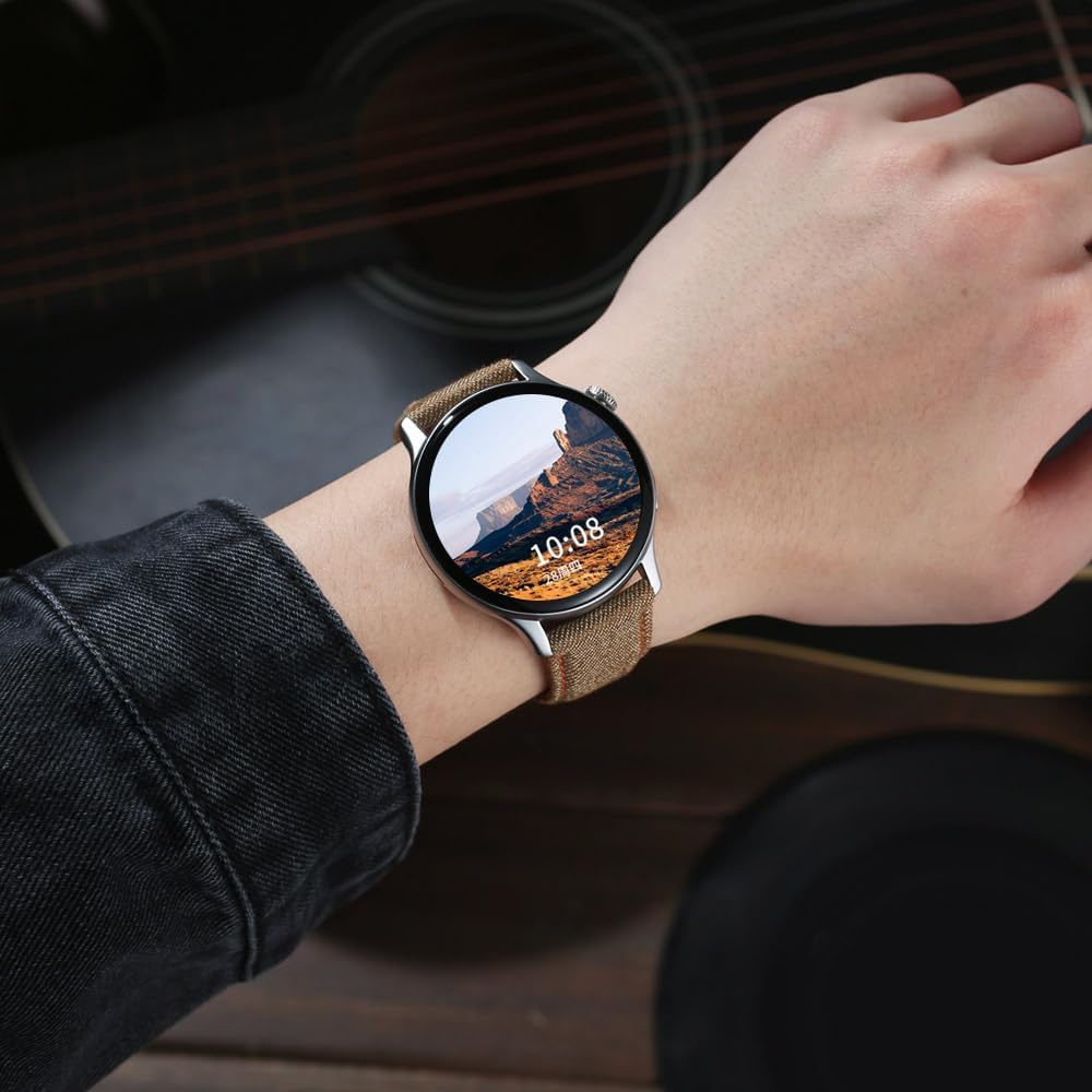Detalle 2 de Triblanc Denim-Canvas Uhrenarmband 22 mm – Schnellverschluss, personalisierbar, für Damen und Herren