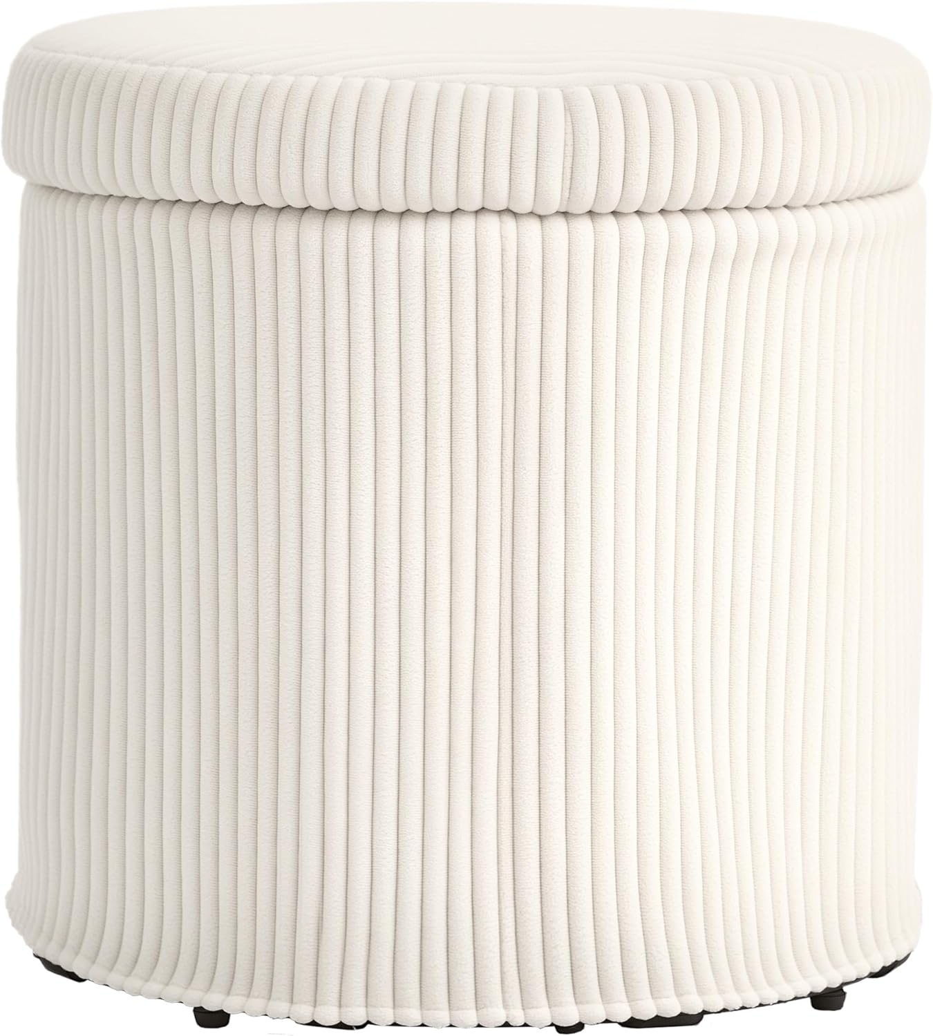 HOMCOM Pouf de rangement 32 L en velours côtelé avec couvercle et pieds en acier (jusqu’à 120 kg), beige