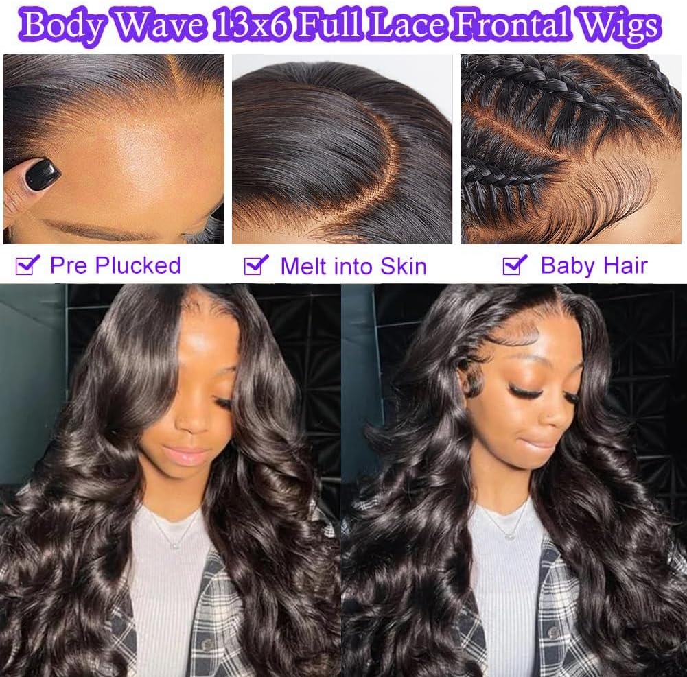 Detalle 2 de TNICE 18 inch Body Wave pruik van mensenhaar met 13x6 lace front