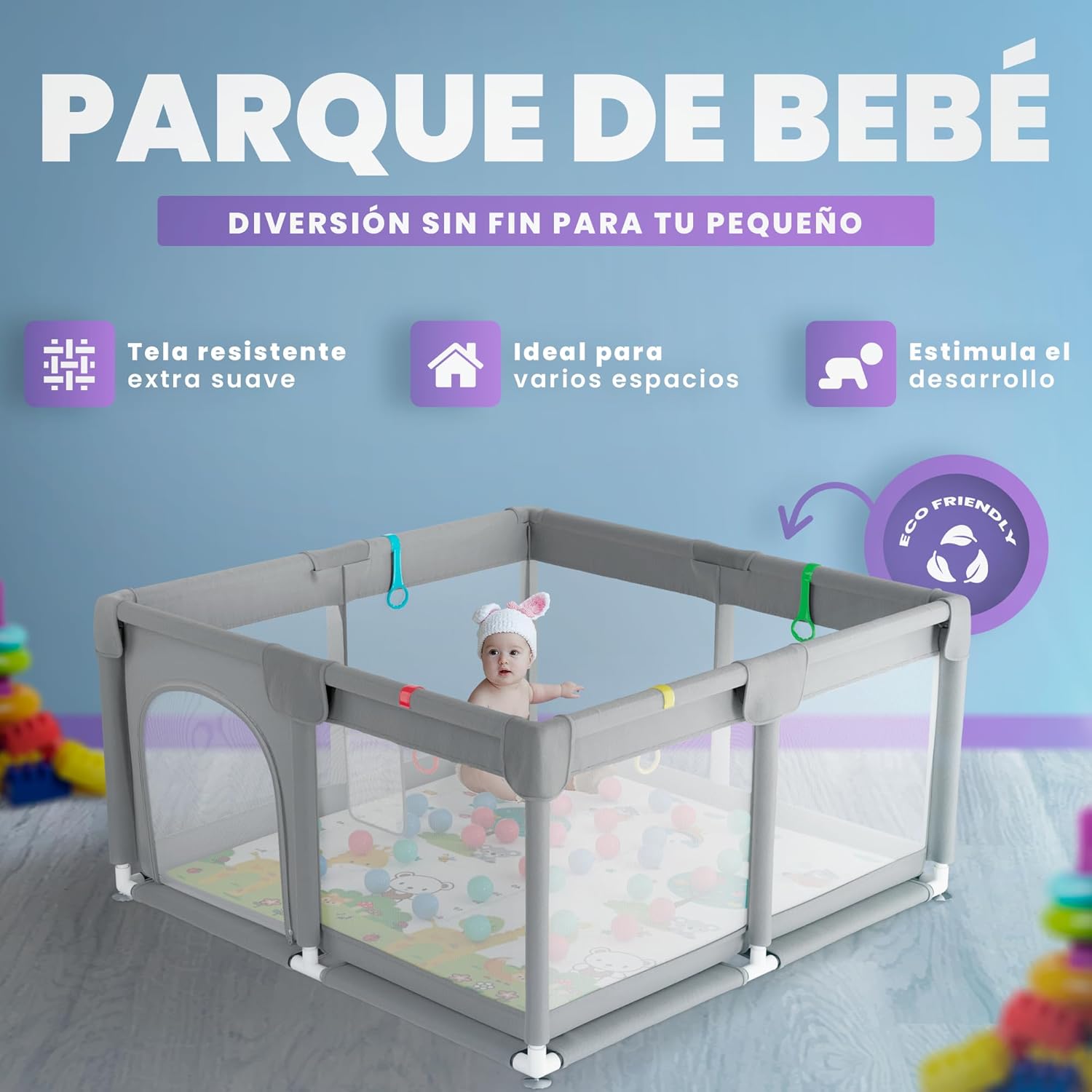 Thumbnail 1 de JUPPLIES Parque Infantil Bebe 120x120cm