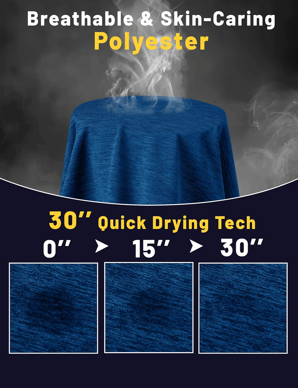 Thumbnail 3 de KEFITEVD Men’s Quick-Dry 4-Way Stretch Sport T-Shirt (Short Sleeve) for Gym, Running & Outdoor Training