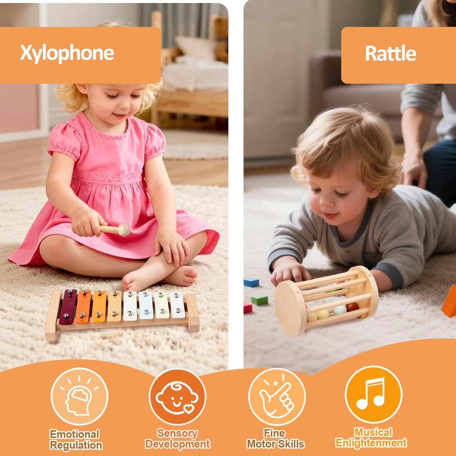 Detalle de Smartwo Wooden Montessori 5-in-1 Toy Set 🎲