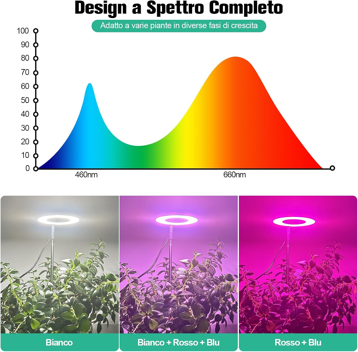 Detalle 2 de Lampada per Piante 42 LEDs a spettro completo 🌱