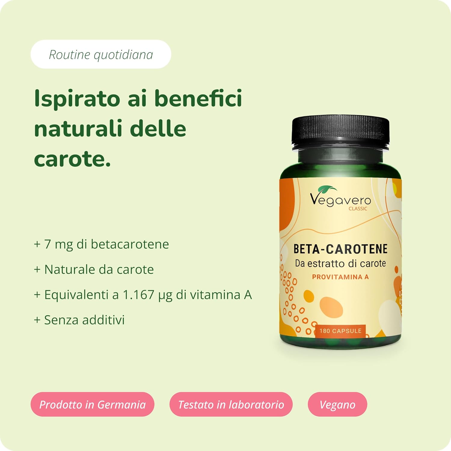 Thumbnail 1 de Vegavero® Betacarotene per Abbronzatura Forte: attivatore naturale della melanina da estratto di carota