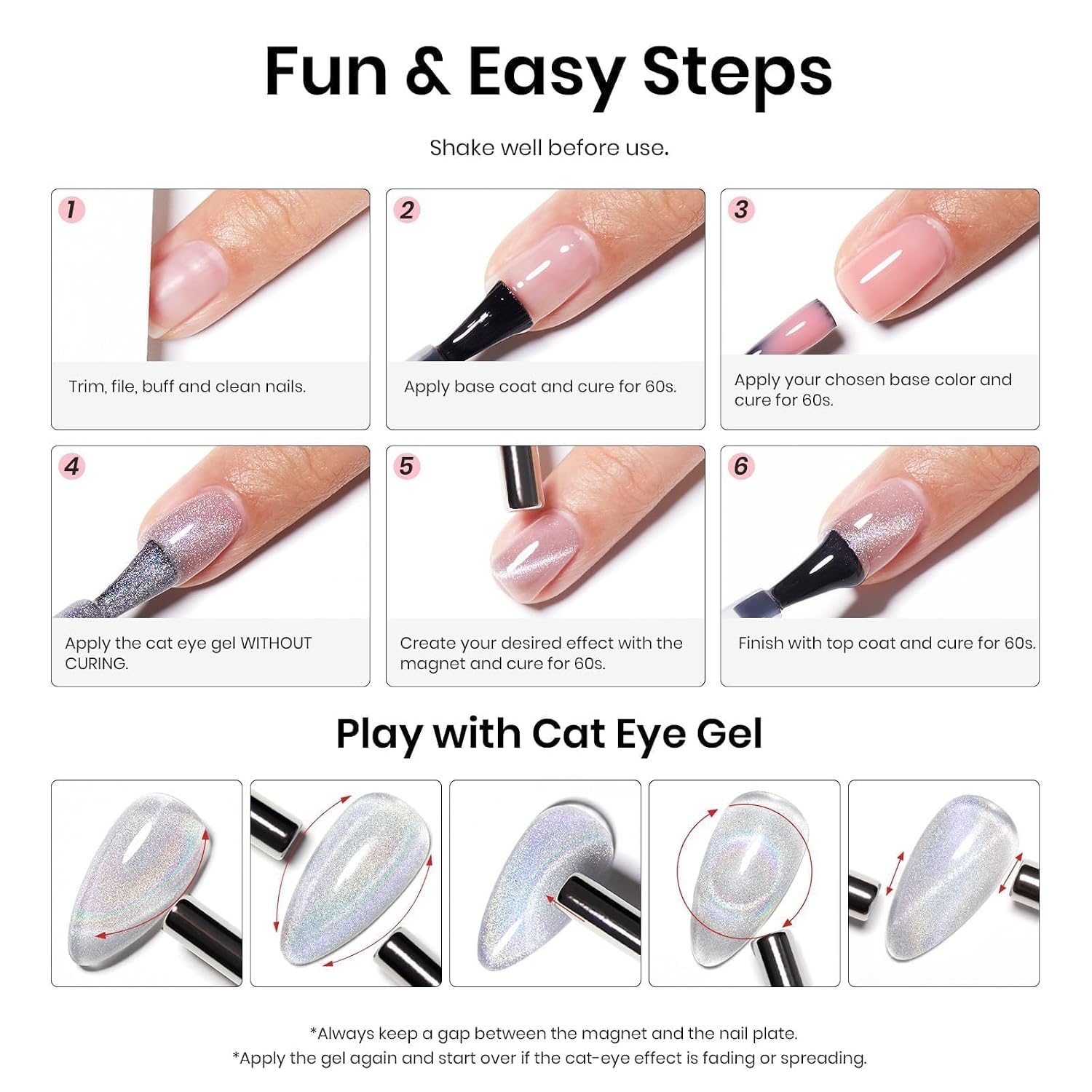 Thumbnail 6 de Beetles Rainbow Cat Eye Gel Nail Polish (15ML) – Summer Silver Cat Eye Glitter Gel with Magnet