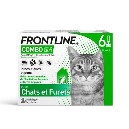 Detalle de Frontline Combo Chat – Anti-puces, tiques et poux pour chats et furets (6 pipettes)