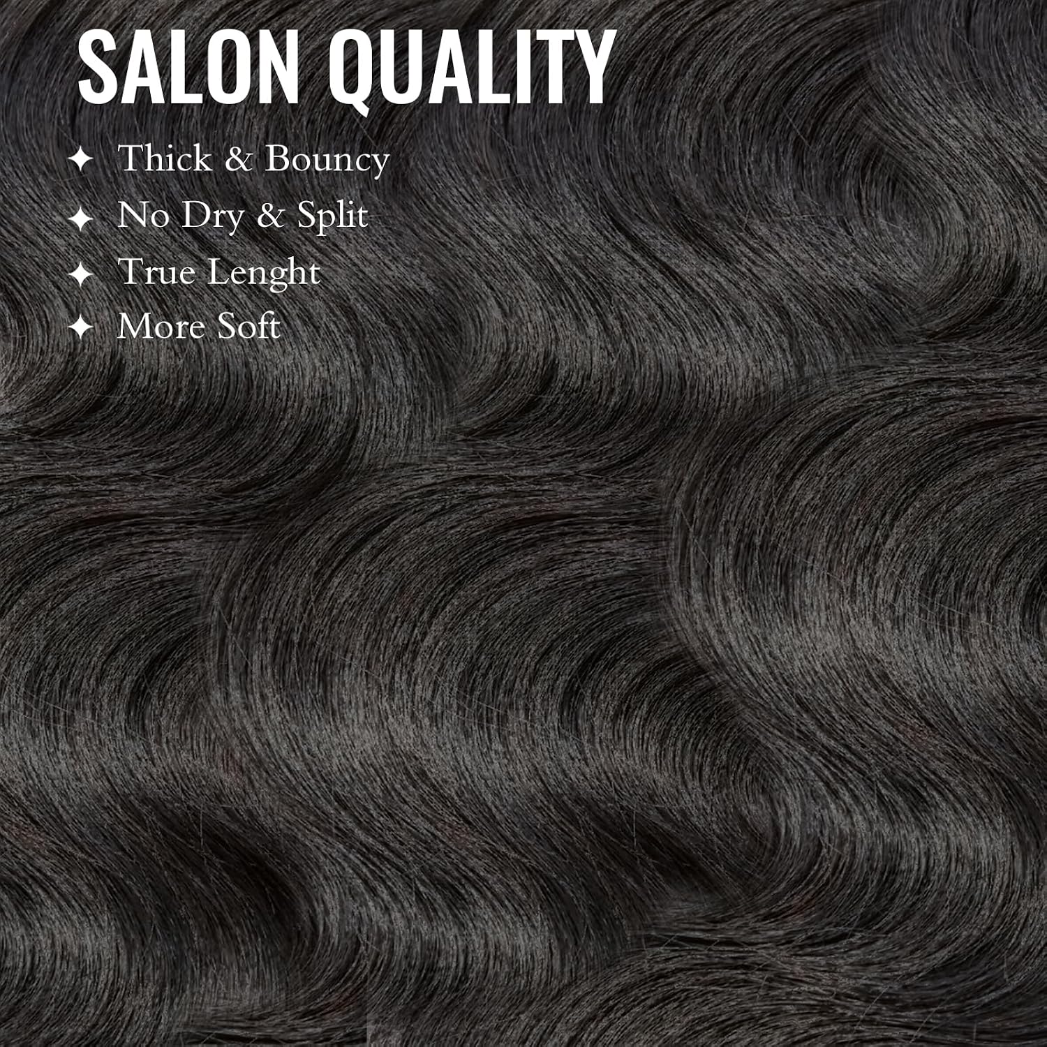 Thumbnail 2 de WEQUEEN 16A Brazilian Virgin Body Wave Human Hair Bundles (18, 20, 22 inch) in #1B