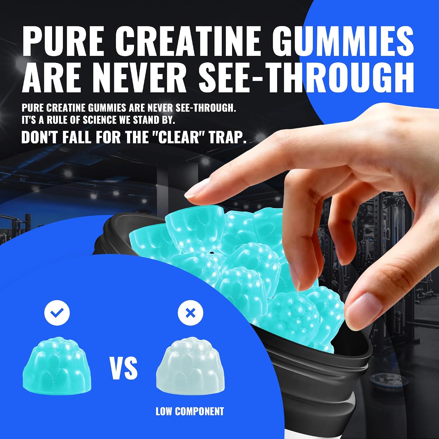 Thumbnail 3 de Natures Aid 5g Creatine Monohydrate Gummies, Blueberry, 135 Count