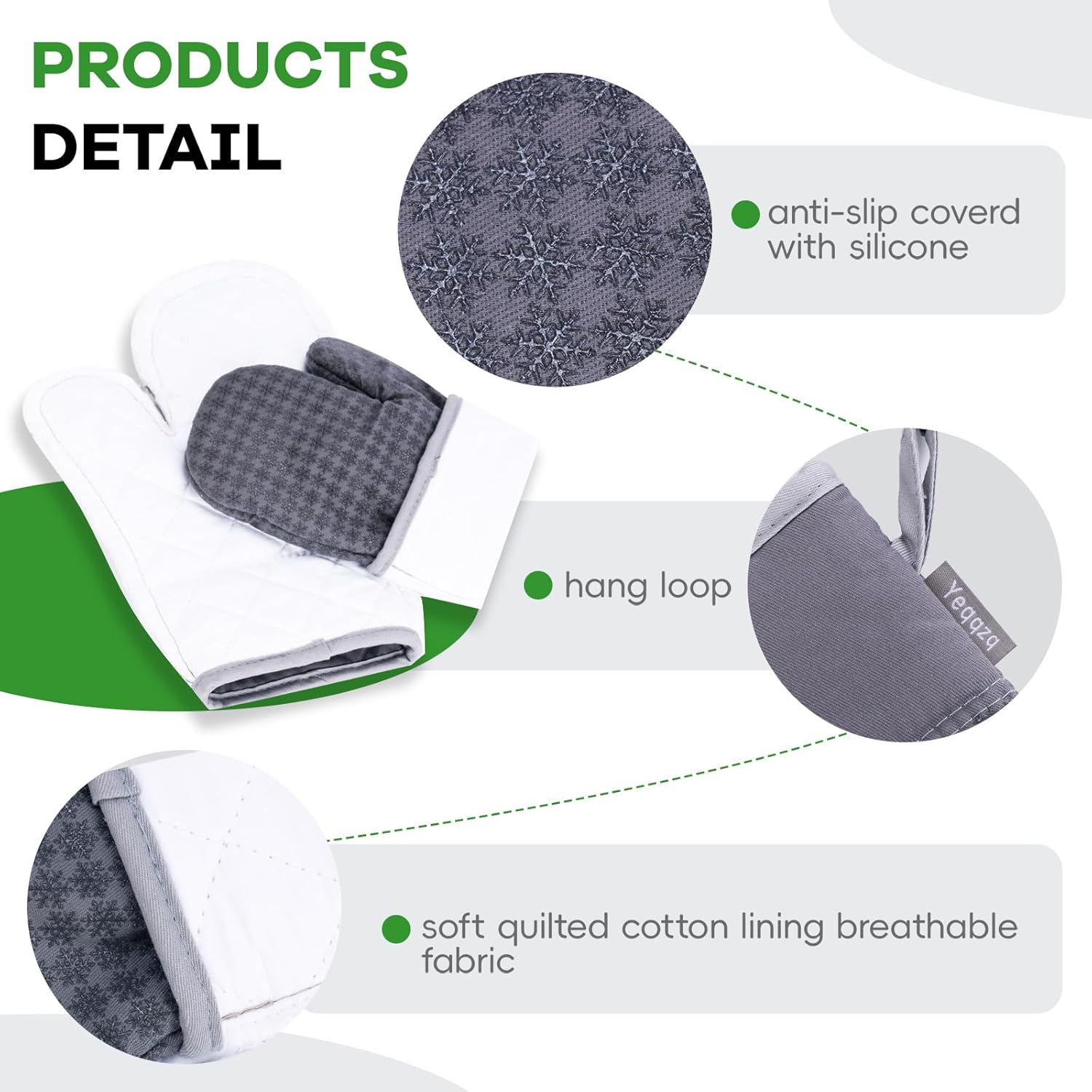 Thumbnail 2 de Yeqqzq 6-piece Oven Mitts, Pot Holders & Kitchen Towels Set (Grey)