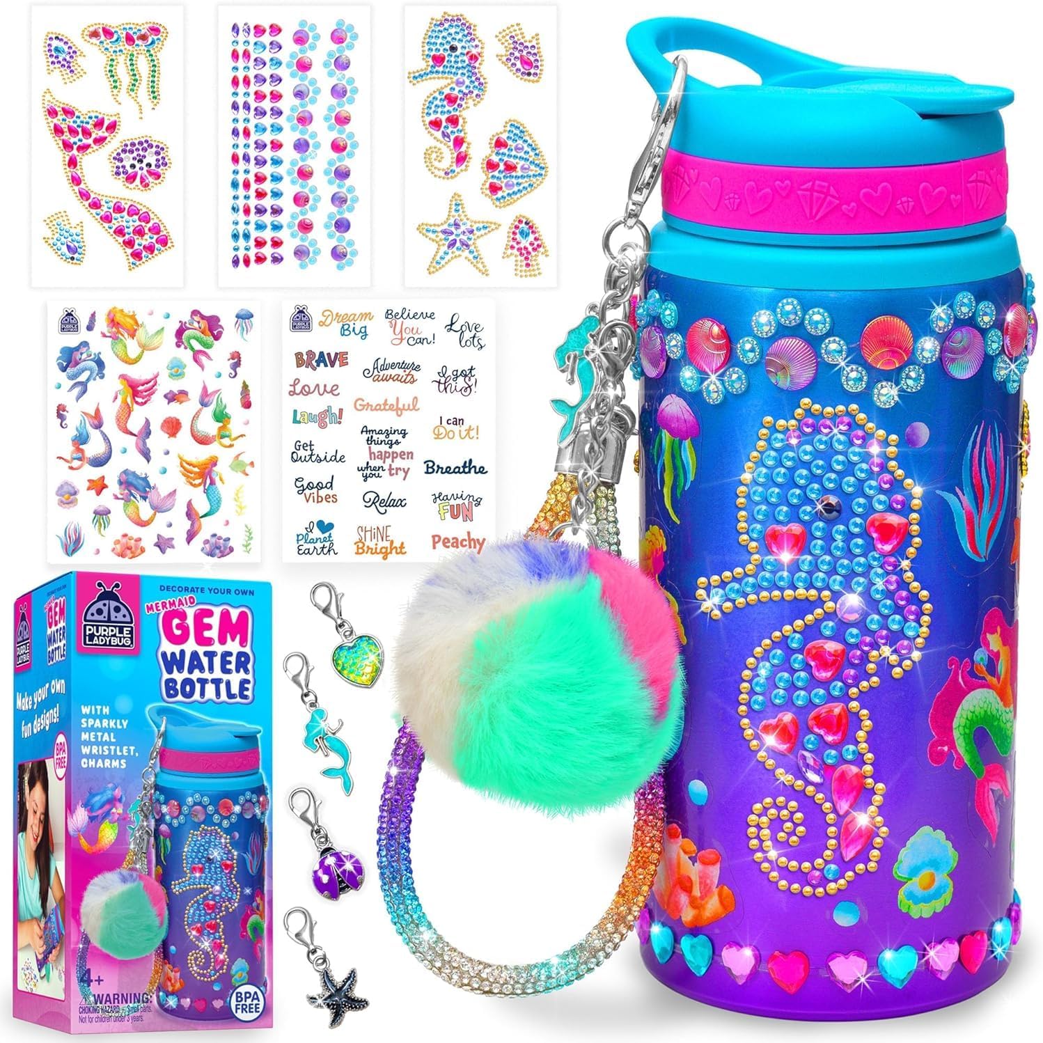 Detalle de Mermaid Water Bottle Craft Kit, Aluminum