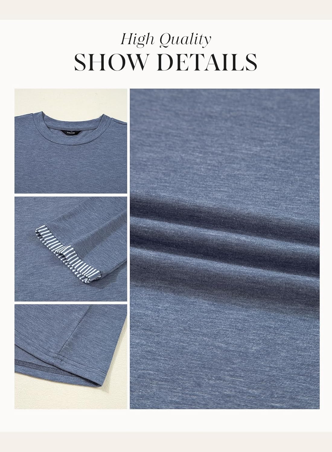 Thumbnail 4 de Dokotoo Damen T-Shirt Rundhals mit 3/4-Ärmeln – Basic Shirt, uni