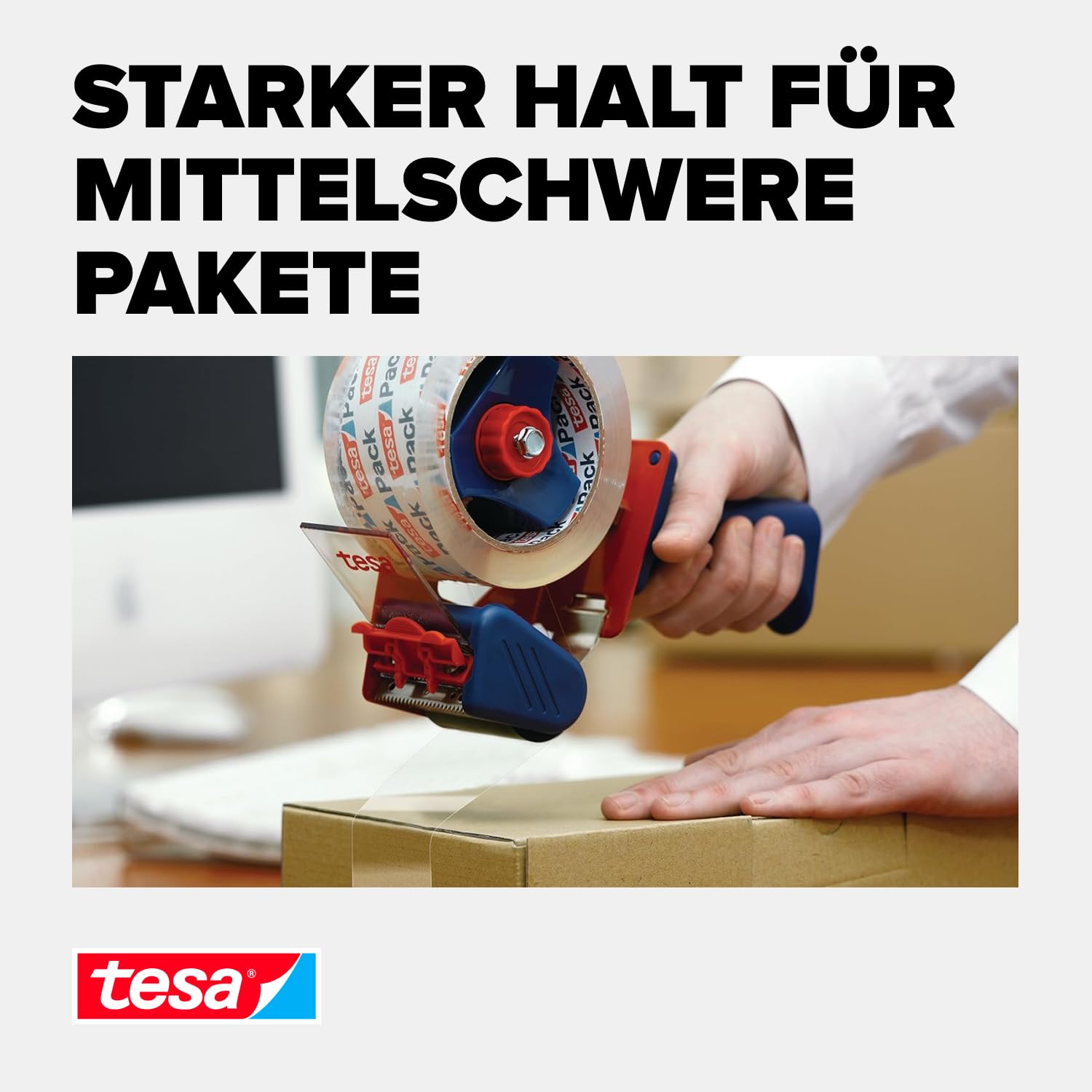 Detalle de tesa Packband Crystal Clear, kristallklar – 3 Rollen, 66 m x 50 mm