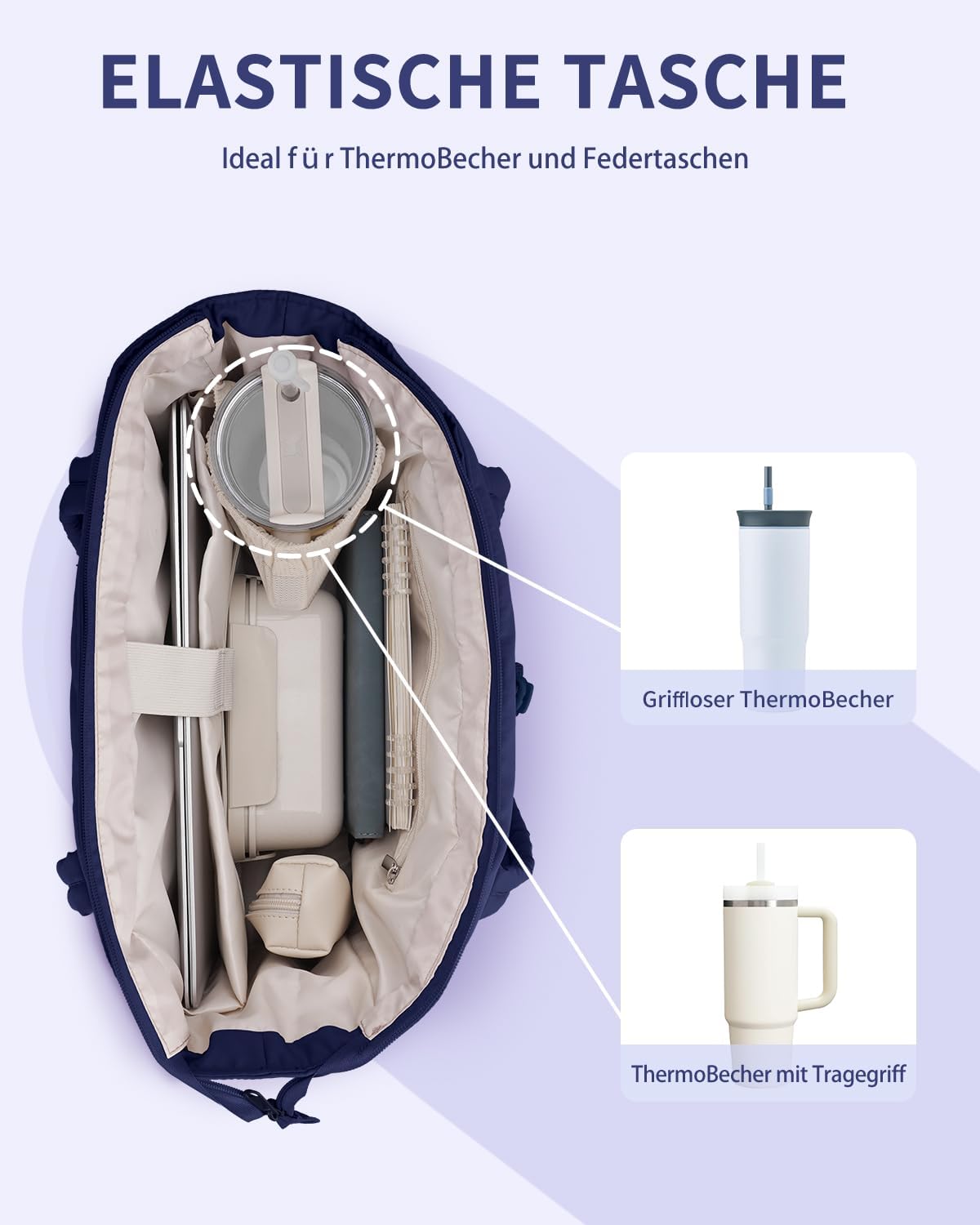 Thumbnail 2 de Wandering Nature Handtasche Damen Tote 20L – gepolstertes Laptopfach 15,6 Zoll, Flaschenhalter, 40oz/1,18 L, 20L Großgesteppt