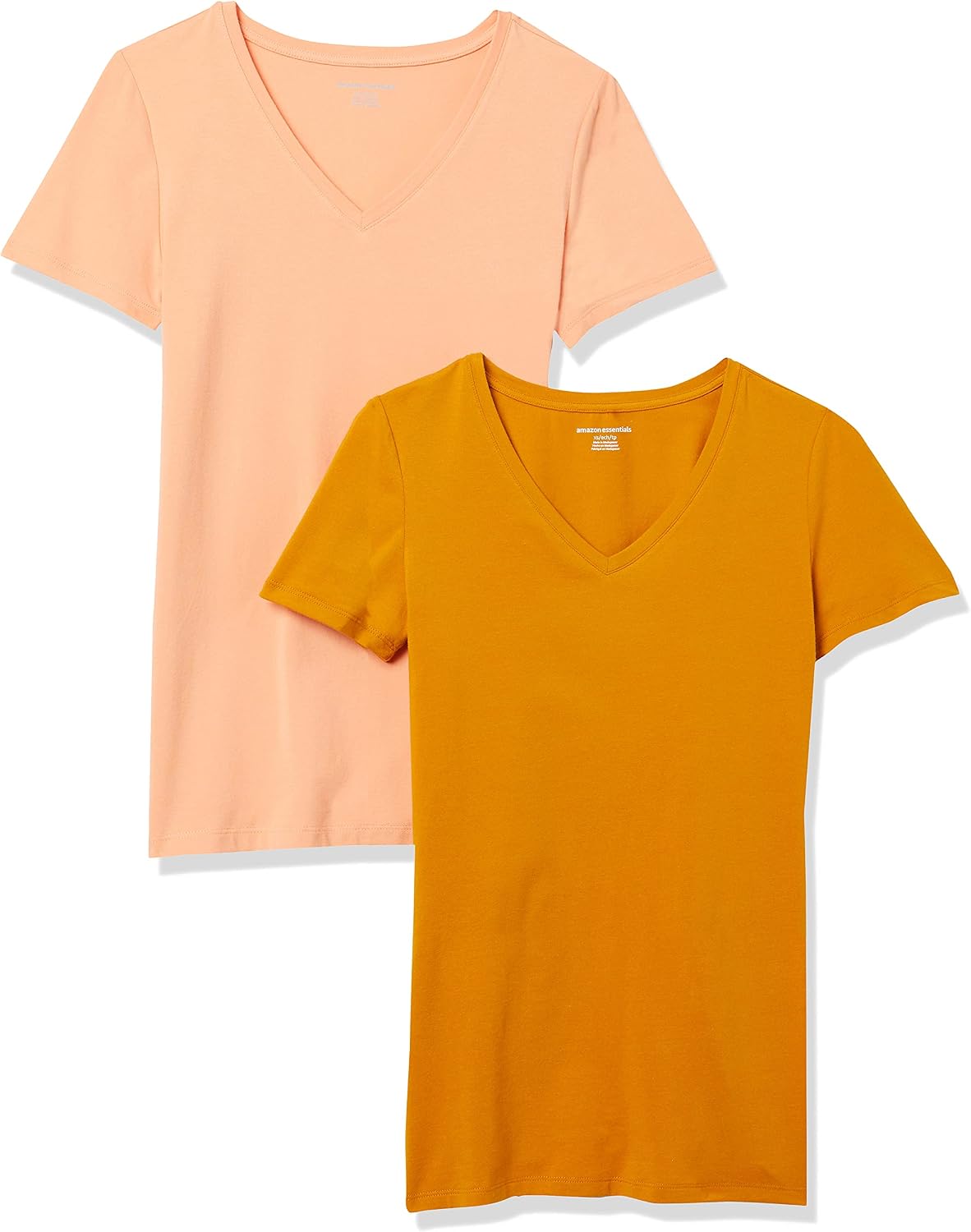 Detalle 2 de Amazon Essentials Damen T-Shirt Regular Fit mit V-Ausschnitt, Kurzarm – Multi-Pack