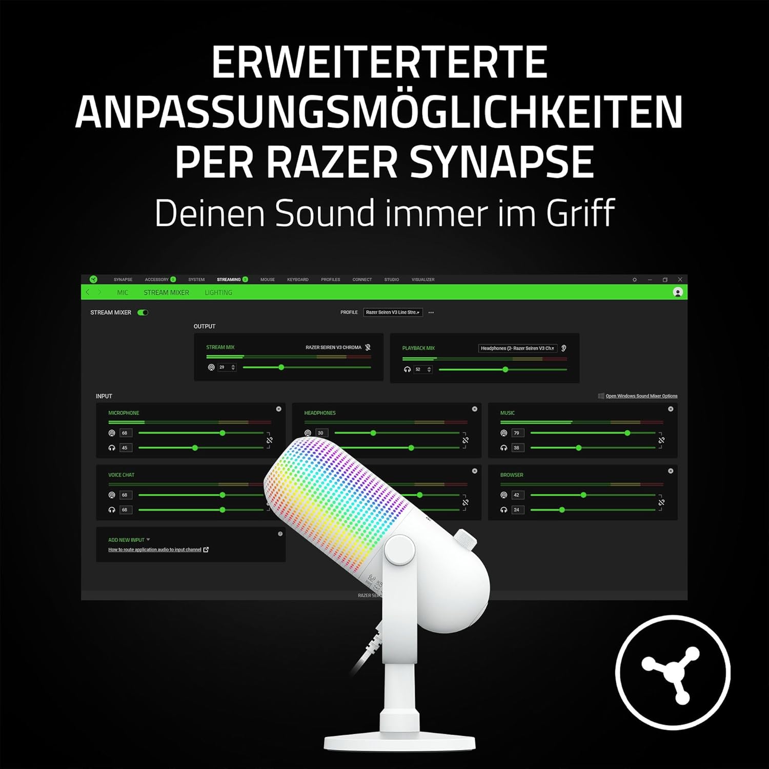 Thumbnail 6 de Razer Seiren V3 Chroma RGB USB-Mikrofon mit Tap-to-Mute (weiß)
