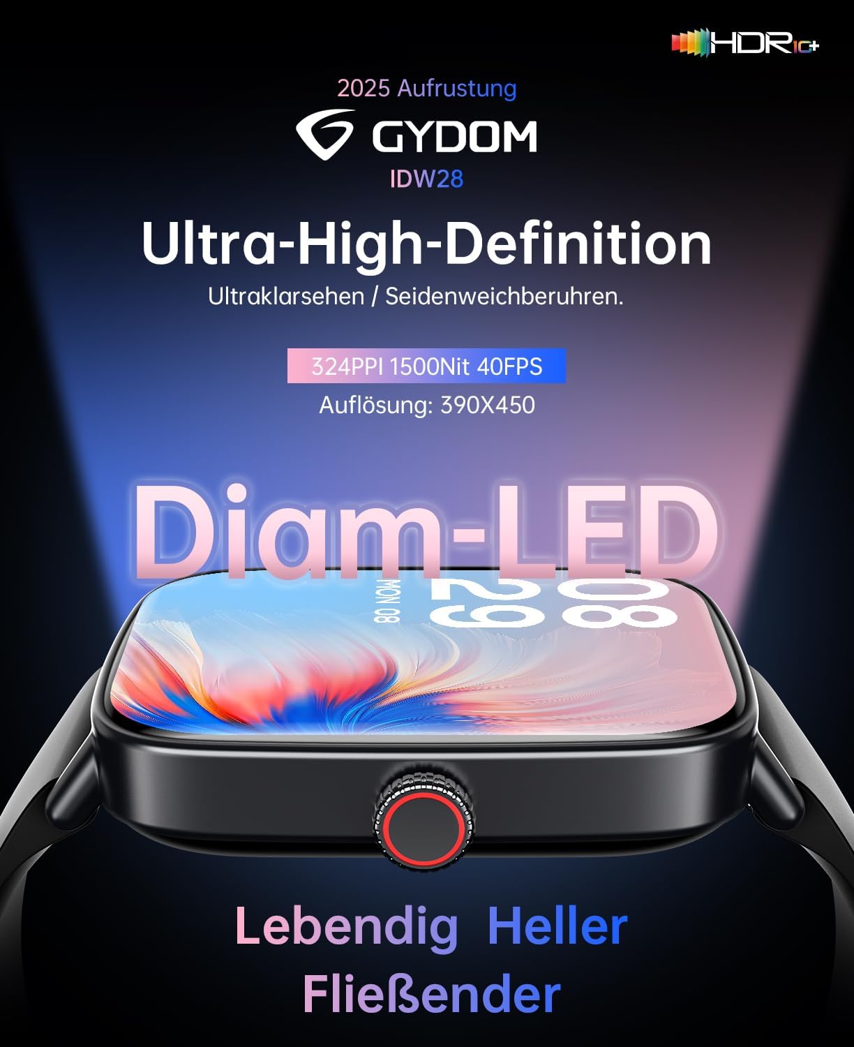 Thumbnail 6 de Gydom Smartwatch Herren mit Telefonfunktion – 1,85" HD Display, 350 mAh, IP68, 120+ Sportmodi