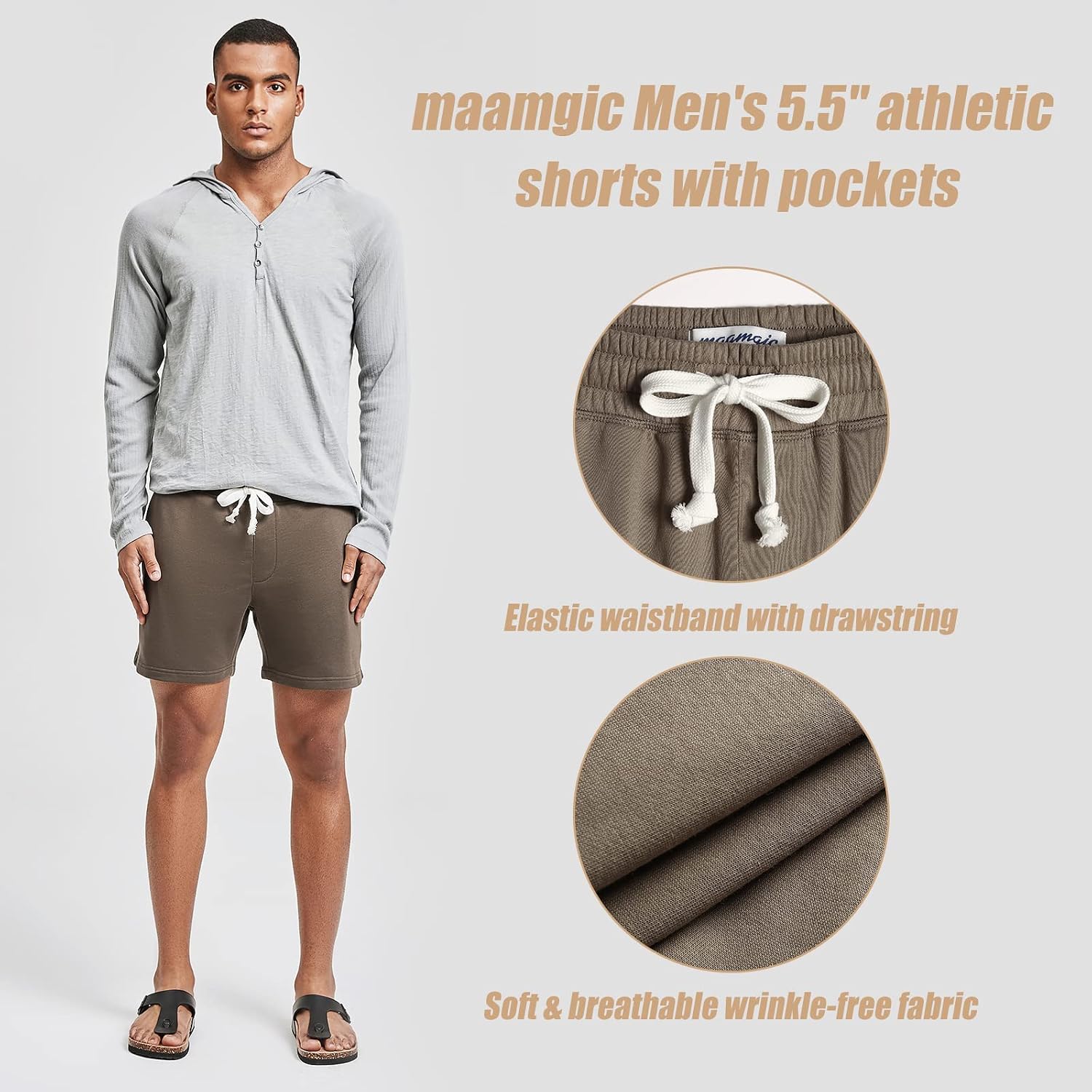Detalle 2 de maamgic Men's Athletic Gym Shorts 5/7" Elastic Waist with Pockets