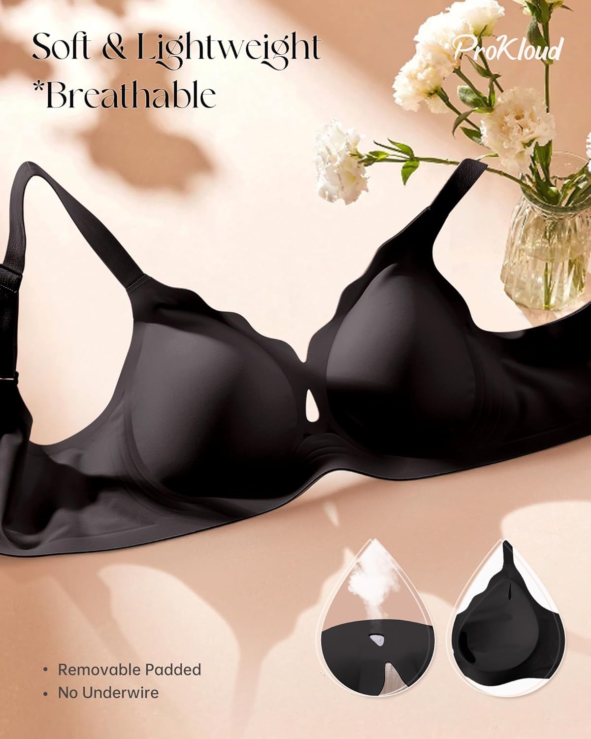 Thumbnail 5 de ProKloud Wireless Bras for Women Wave Push Up No Underwire Bralettes Seamless Full Coverage Support Lift Everyday Bra