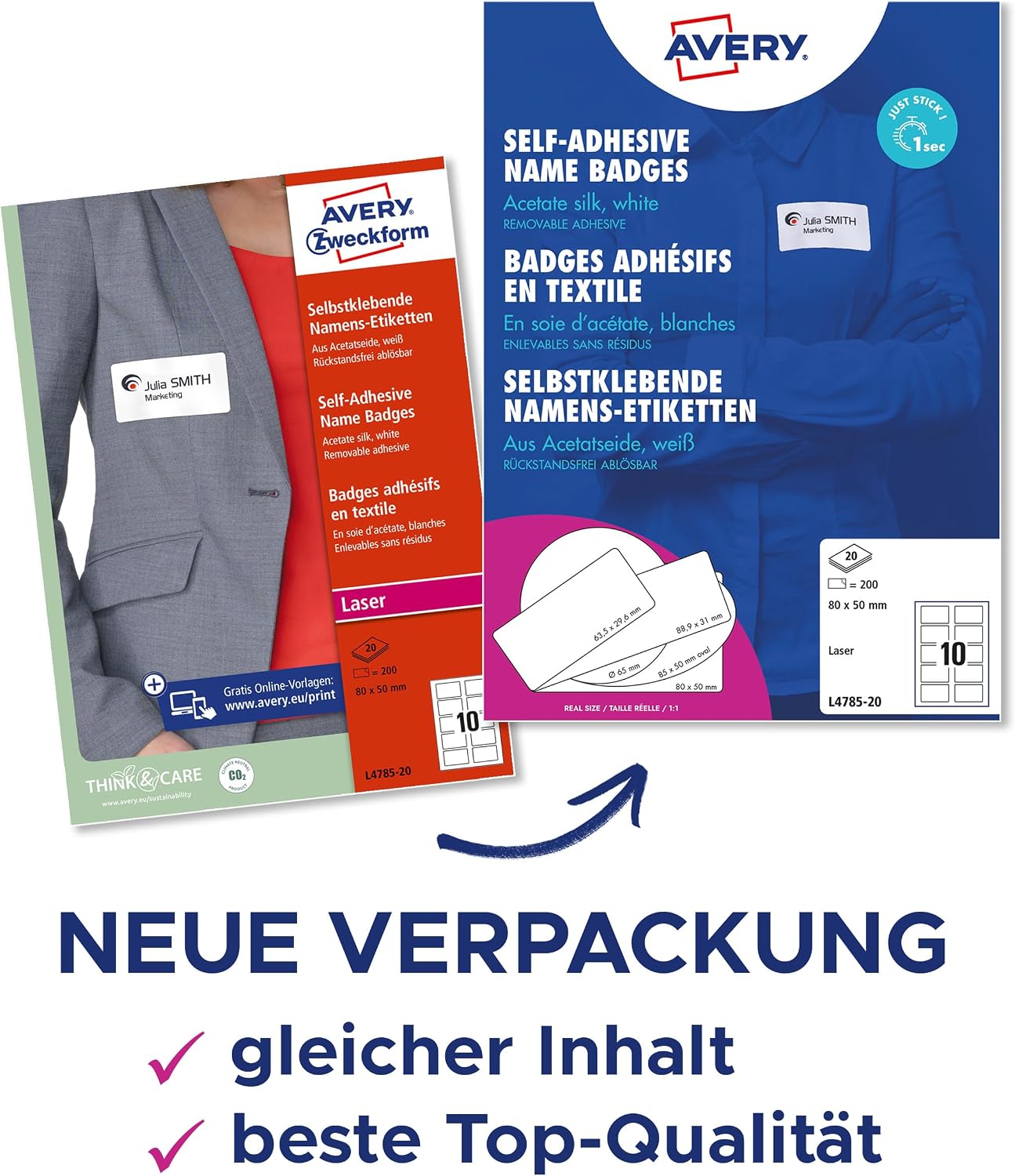Thumbnail 1 de AVERY Zweckform L4785-20 Namensetiketten – 200 selbstklebende Textiletiketten, 80x50 mm, dauerhaft rückstandsfrei ablösbar