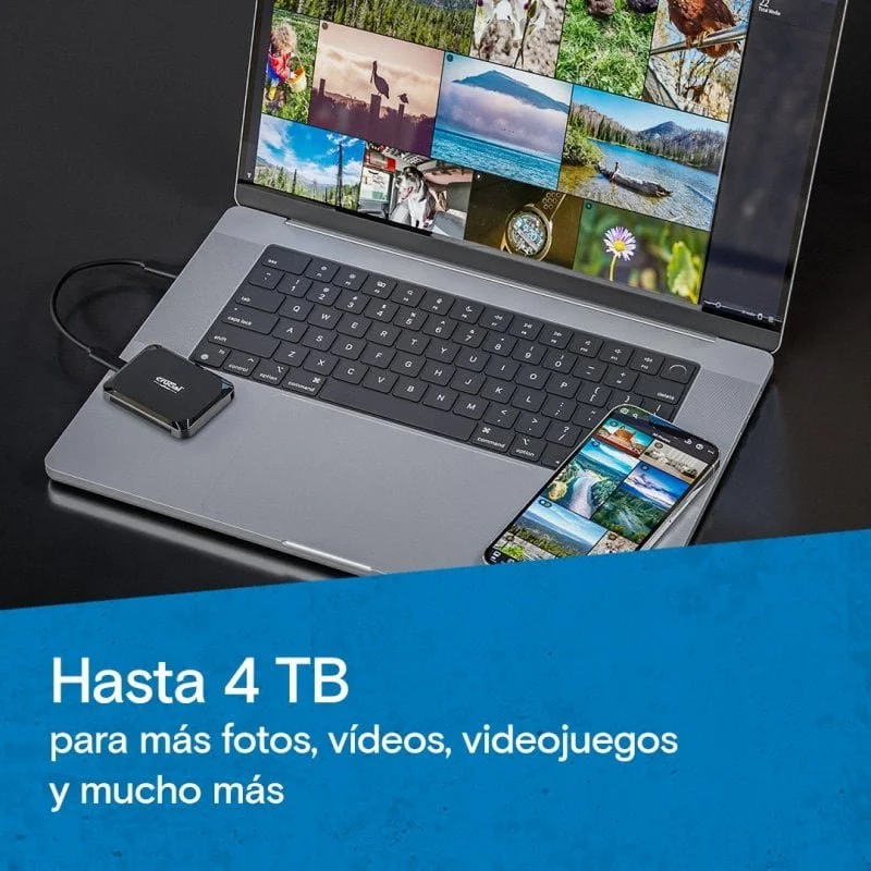 Detalle de Crucial X9: Disco Externo SSD de 2TB con USB-C (negro)